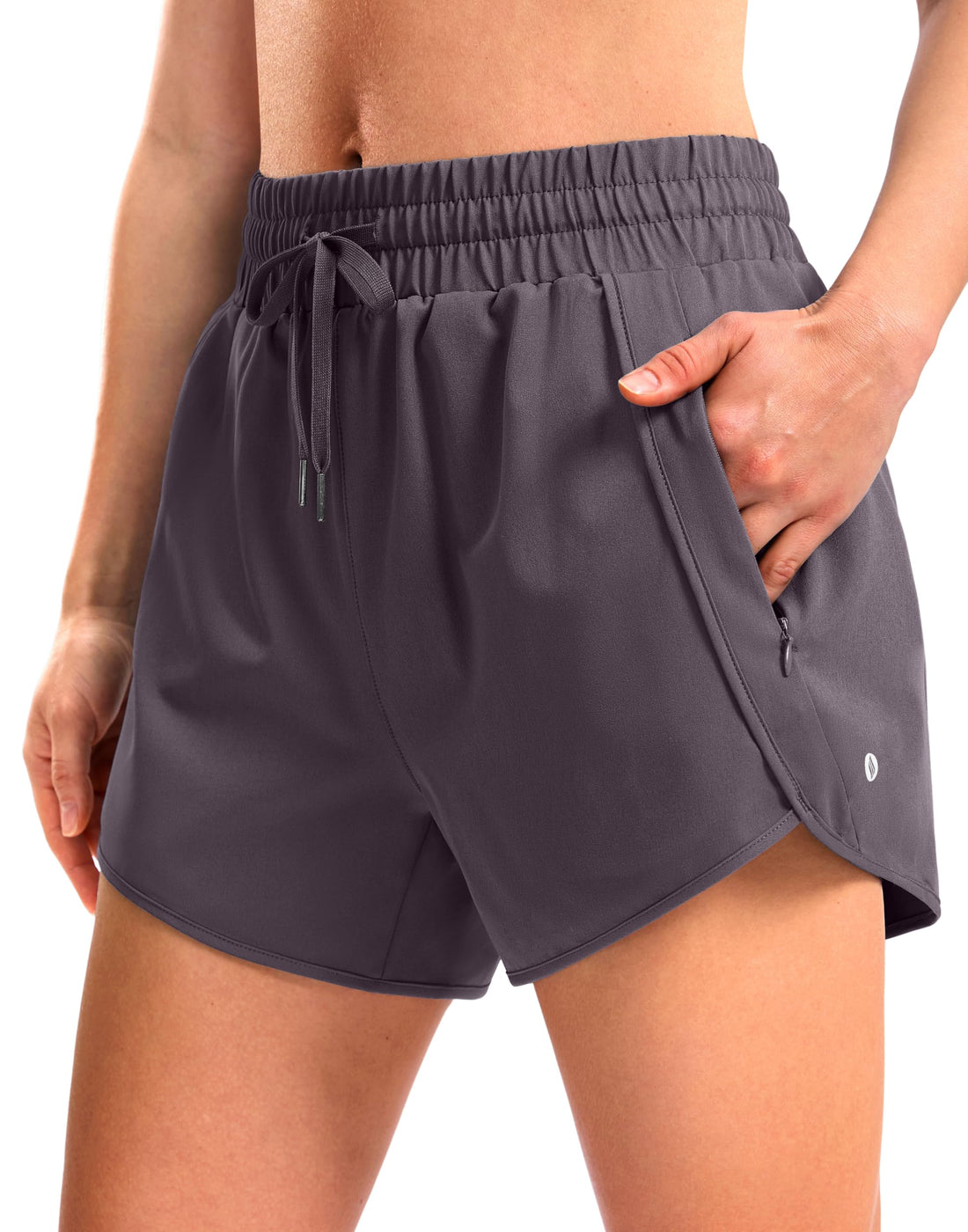 SANTINY Women's 3.5''/5''/7'' Athletic Gym Running Shorts Zipper Pockets | No Liner, High Waisted, Quick Dry, Lightweight, Workout, Shorts for Women