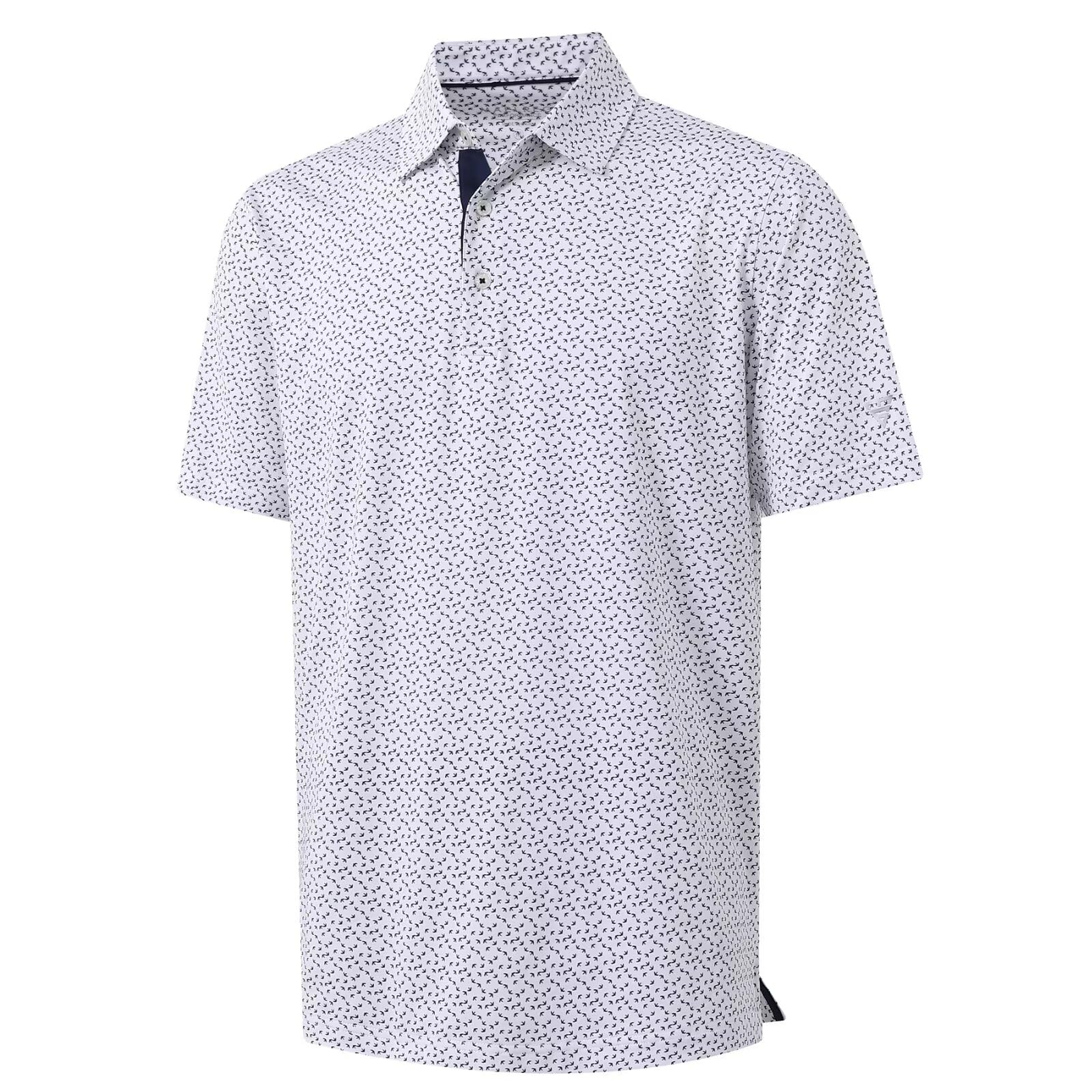 M MAELREG Mens Golf Shirt Short Sleeve Dry Fit Print Moisture Wicking Performance Patterns Collared Polo Shirt
