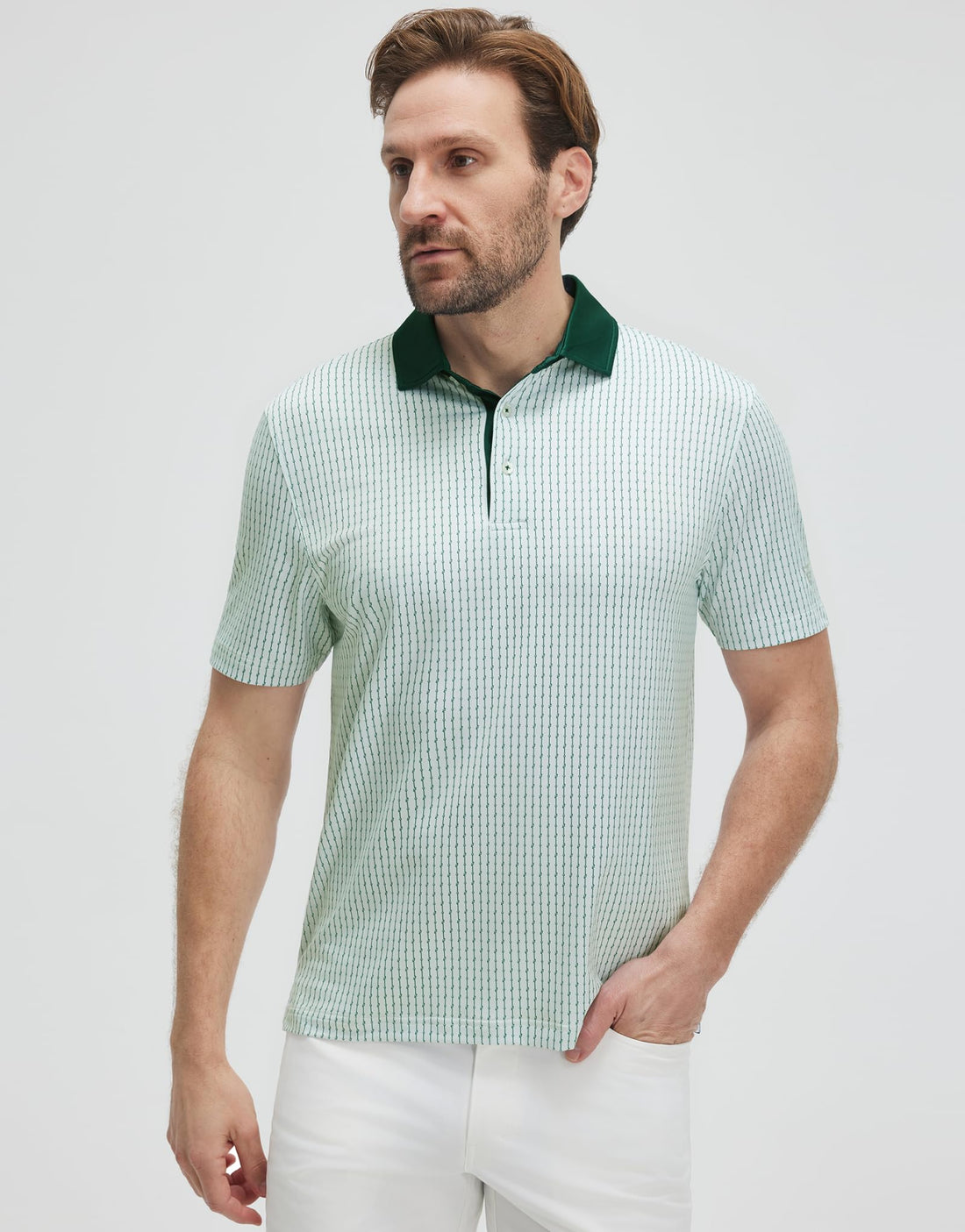 M MAELREG Golf Shirts for Men Short Sleeve Print Patterns Moisture Wicking Performance Lightweight Collared Mens Polo Shirts