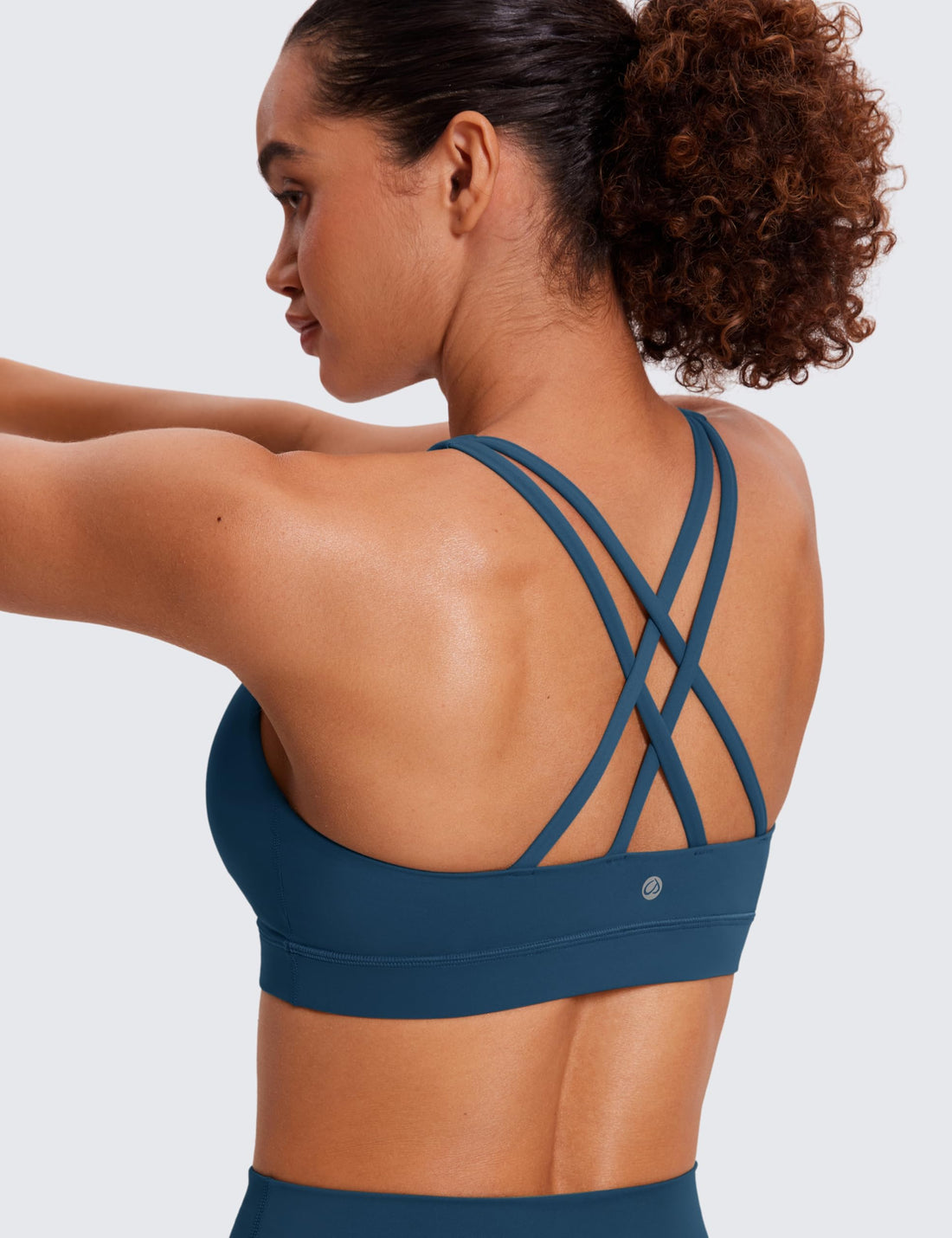 CRZ YOGA Naked Feeling Strappy Sports Bras | Medium Support, Removable Pads, Yoga, Sleek, Scoop Neck, for Women