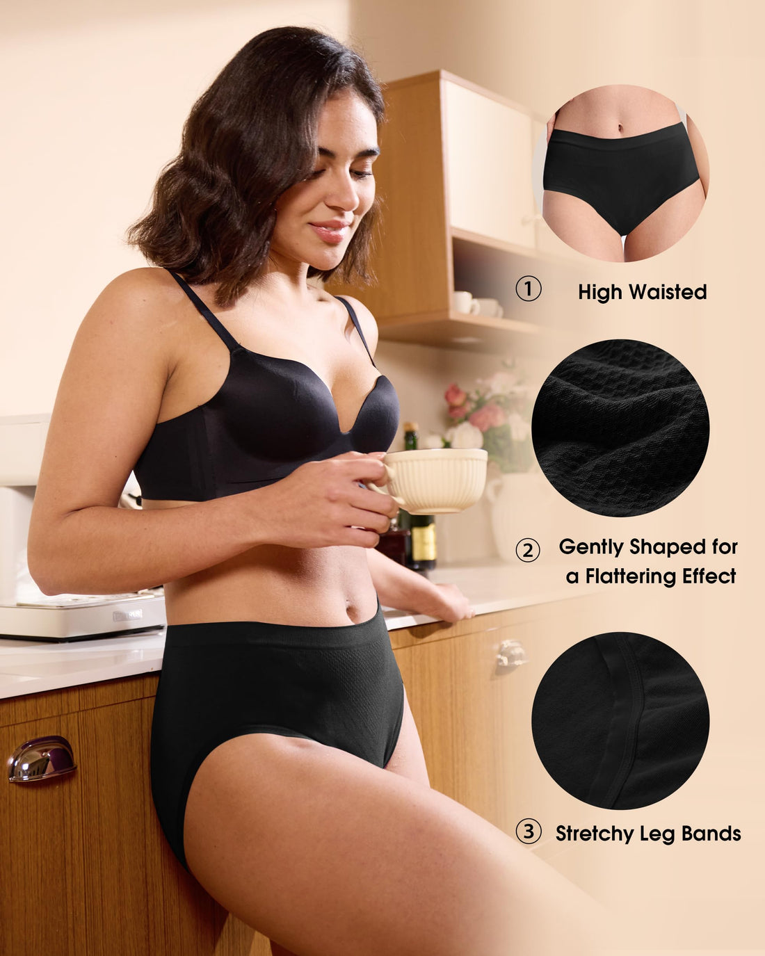 BAMBOO COOL Women's Underwear Ladies Brief Seamless Panties Moisture Wicking Stretchy Full Coverage