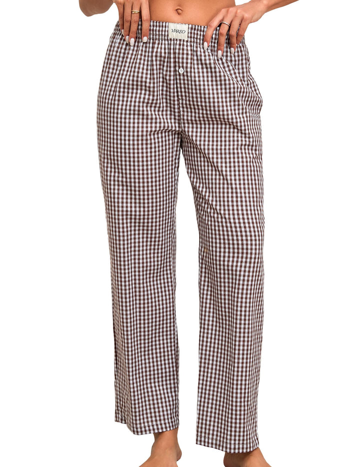 Viakeo Womens Pajama Pants Cotton Plaid Lounge Pants Y2K Pj Bottoms Drawstring Sleepwear With Pockets S-3XL