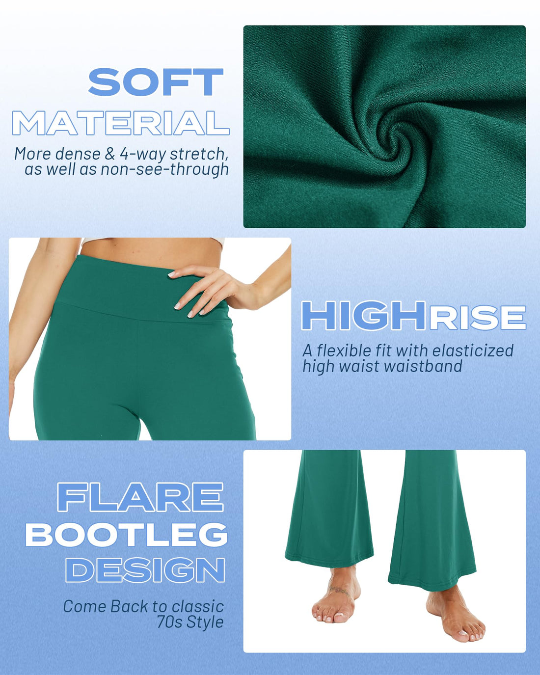 Sundwudu Black Flare Yoga Pants for Women - Soft High Waist Bootcut Leggings Tall & Long Bootleg Pants for Women