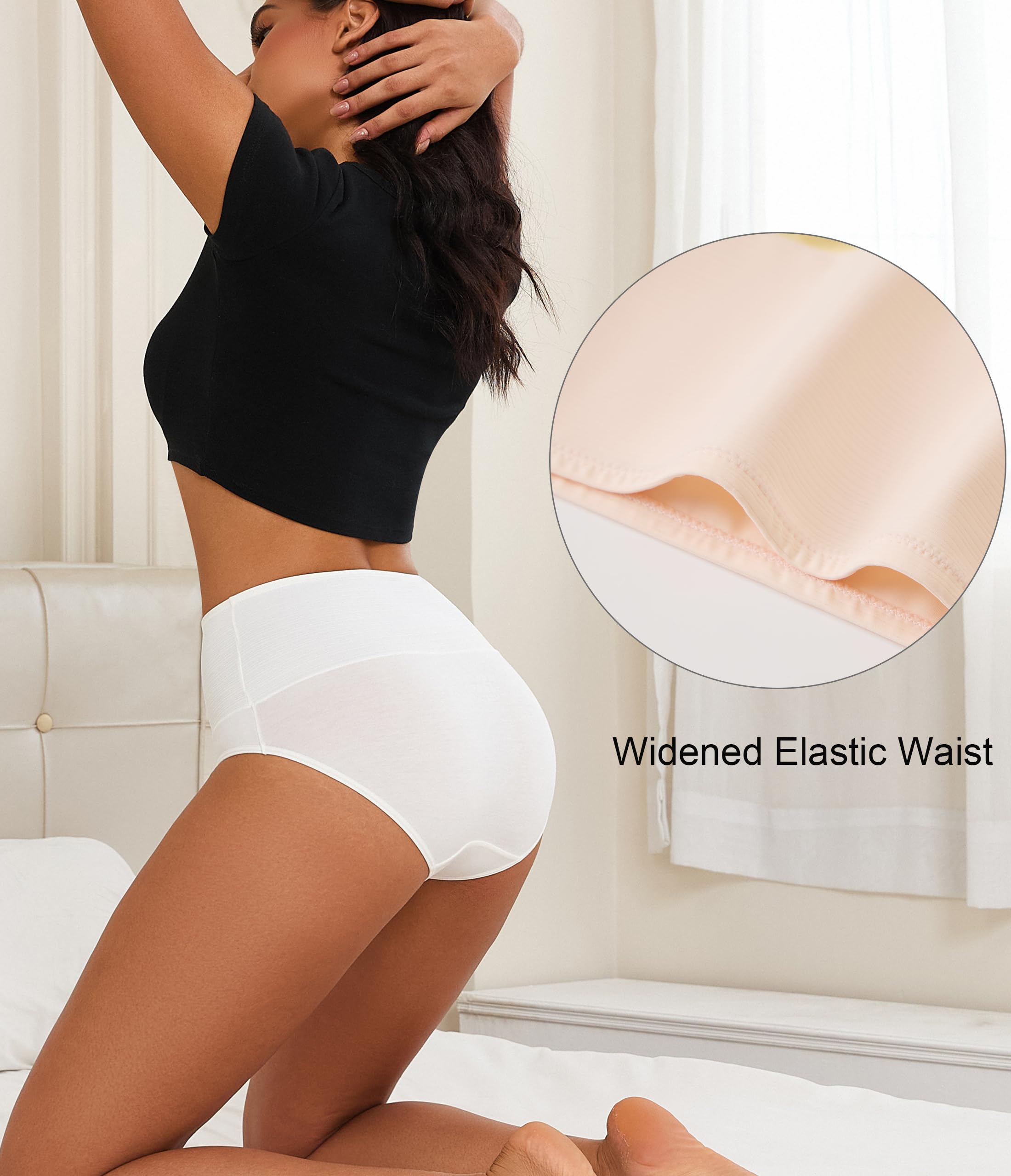 ANLIQI Women's Modal Underwear High Waisted Full Coverage Briefs Soft Stretch Breathable Ladies Hipster Panties Multipack