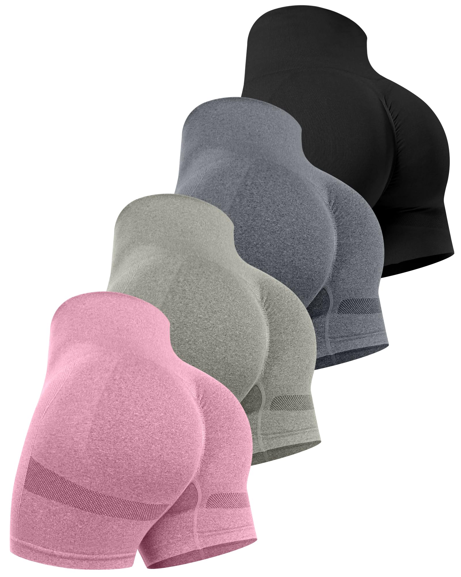 CHRLEISURE Workout Shorts Sets for Women, High Waisted Gym Butt Lifting Scrunch Butt Seamless Shorts