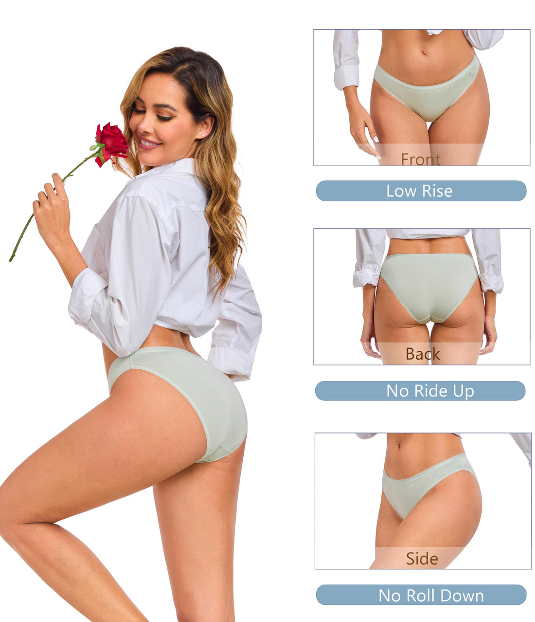 ANLIQI Modal Underwear Women Supersoft Bikini Panties for Women Pack Hi Cut Hipster Breathable Comfy Stretchy Ladies Undies