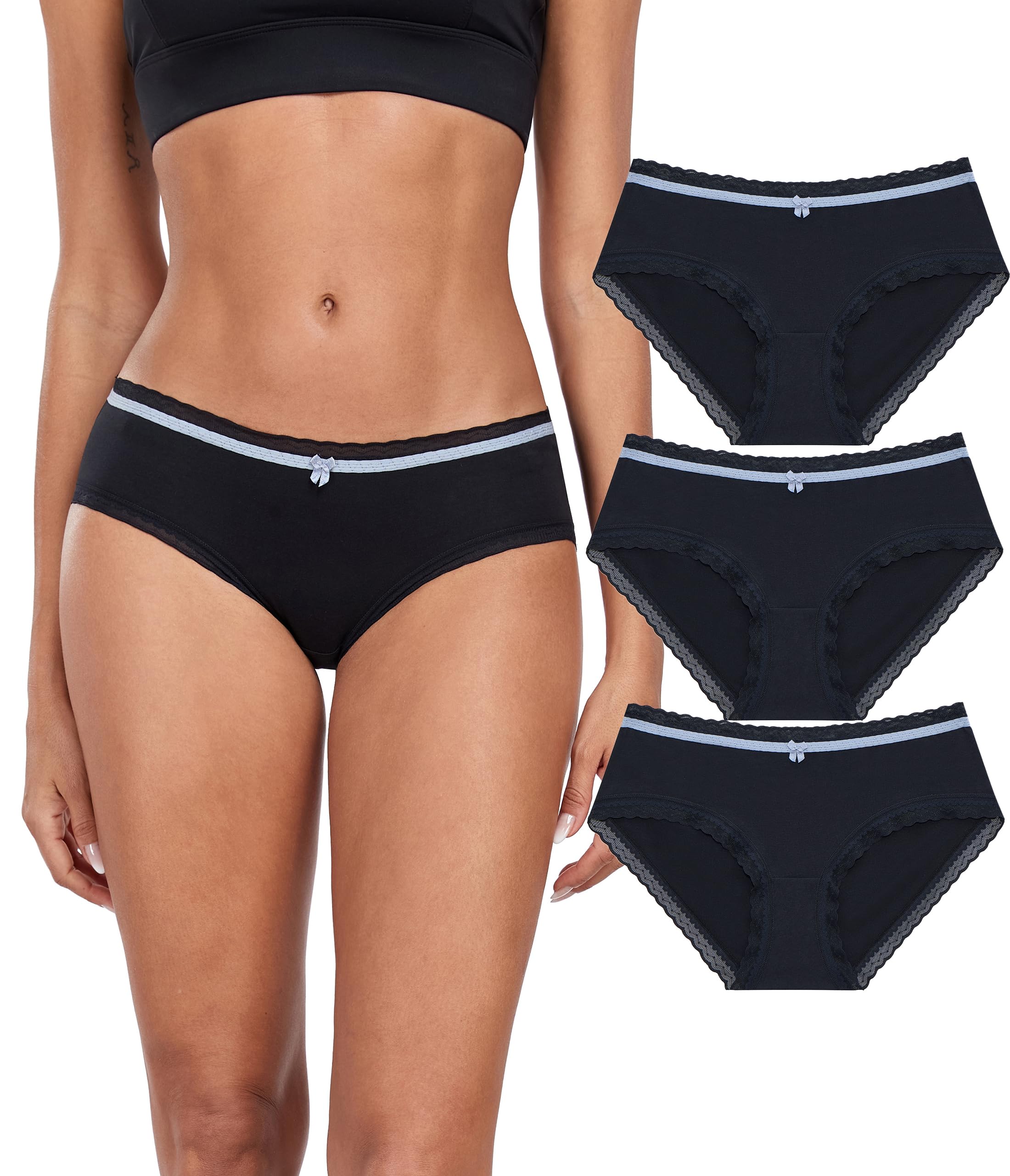 ANLIQI Women's Cotton Underwear Bikini Panties for Women Pack Moisture Wicking Soft Breathable Undies Stretch Hipster S-3XL