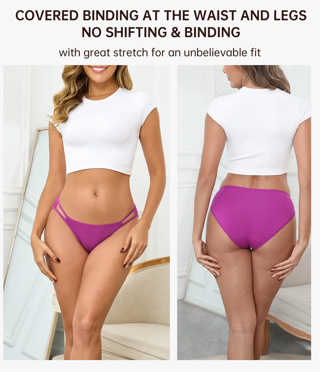 ANLIQI Women's High Cut String Bikini Panties Modal Comfort Breathable Stretch Bikini Underwear Soft Plus Size Underwear
