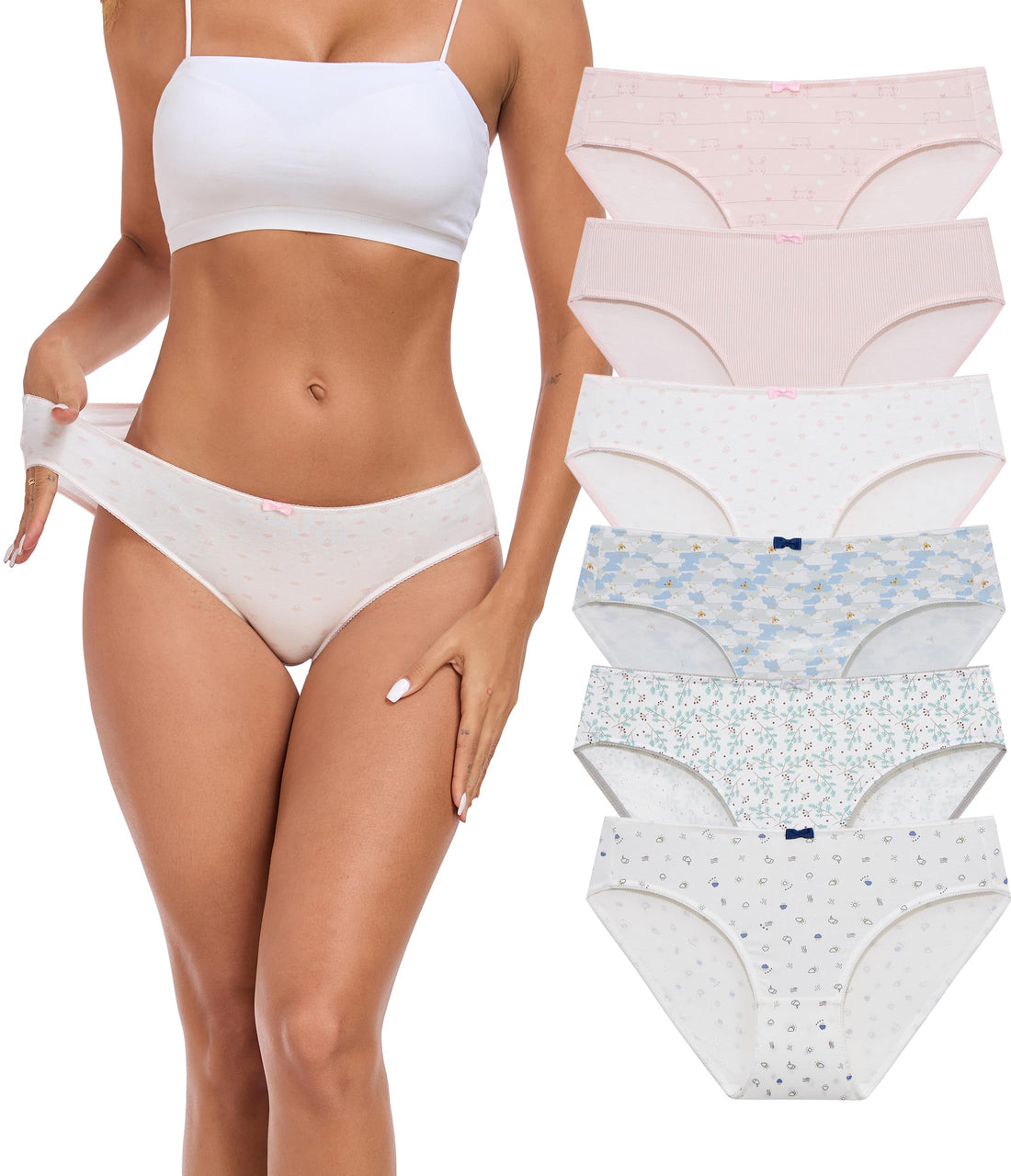 ANLIQI Women's Cotton Modal Ployamide Bikini Panties, Soft Moisture Wicking Hipster Briefs Undies for Ladies Multi-Pack