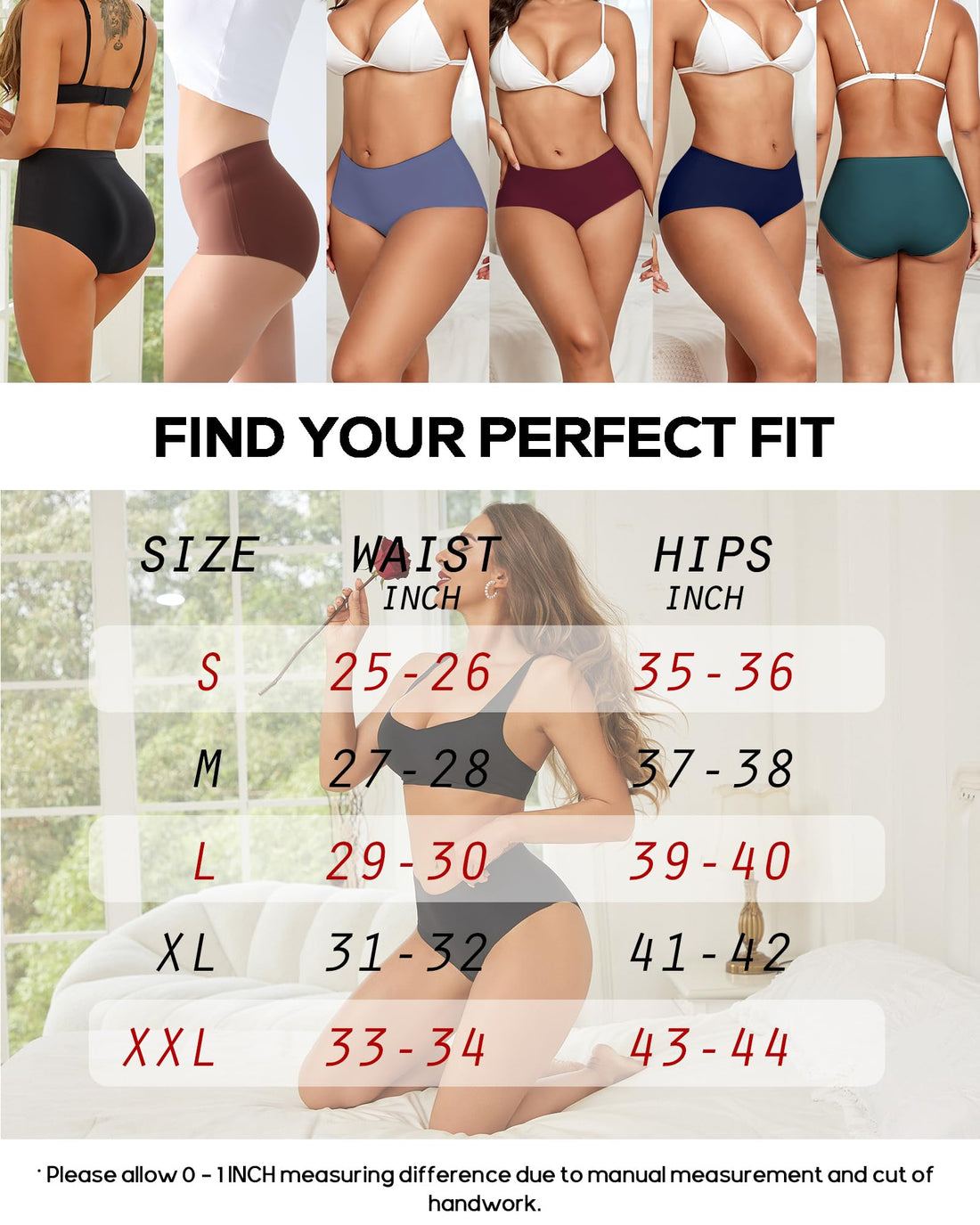 High Waisted Seamless Underwear for Women Full Coverage Hiphugger High Rise Silky No Show Briefs Panties 6 Pack