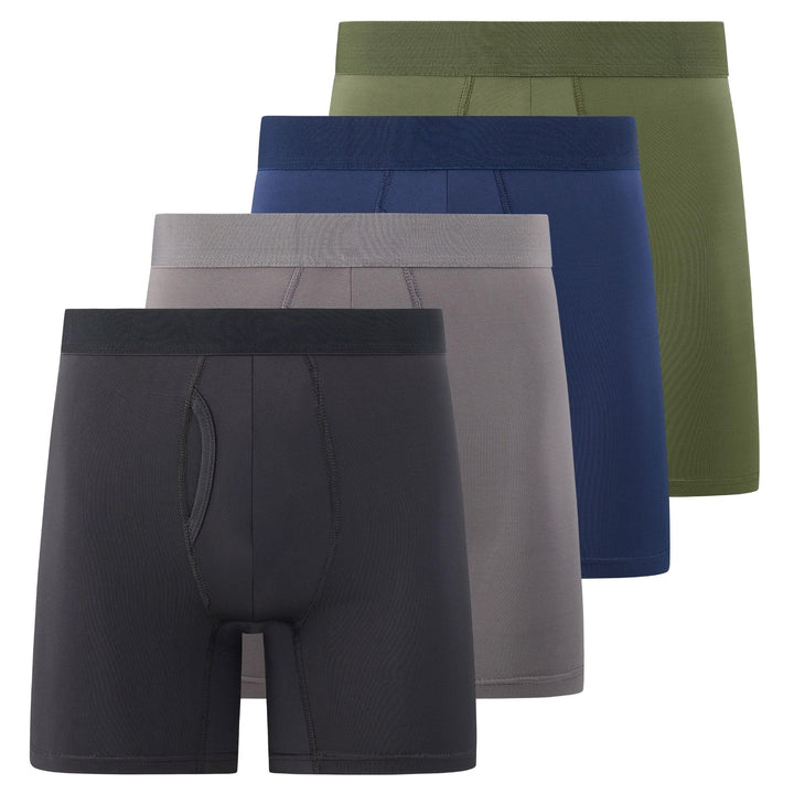Mens Boxer Briefs, Pack of 4, Microfiber Moisture Wicking Tagless Underwear