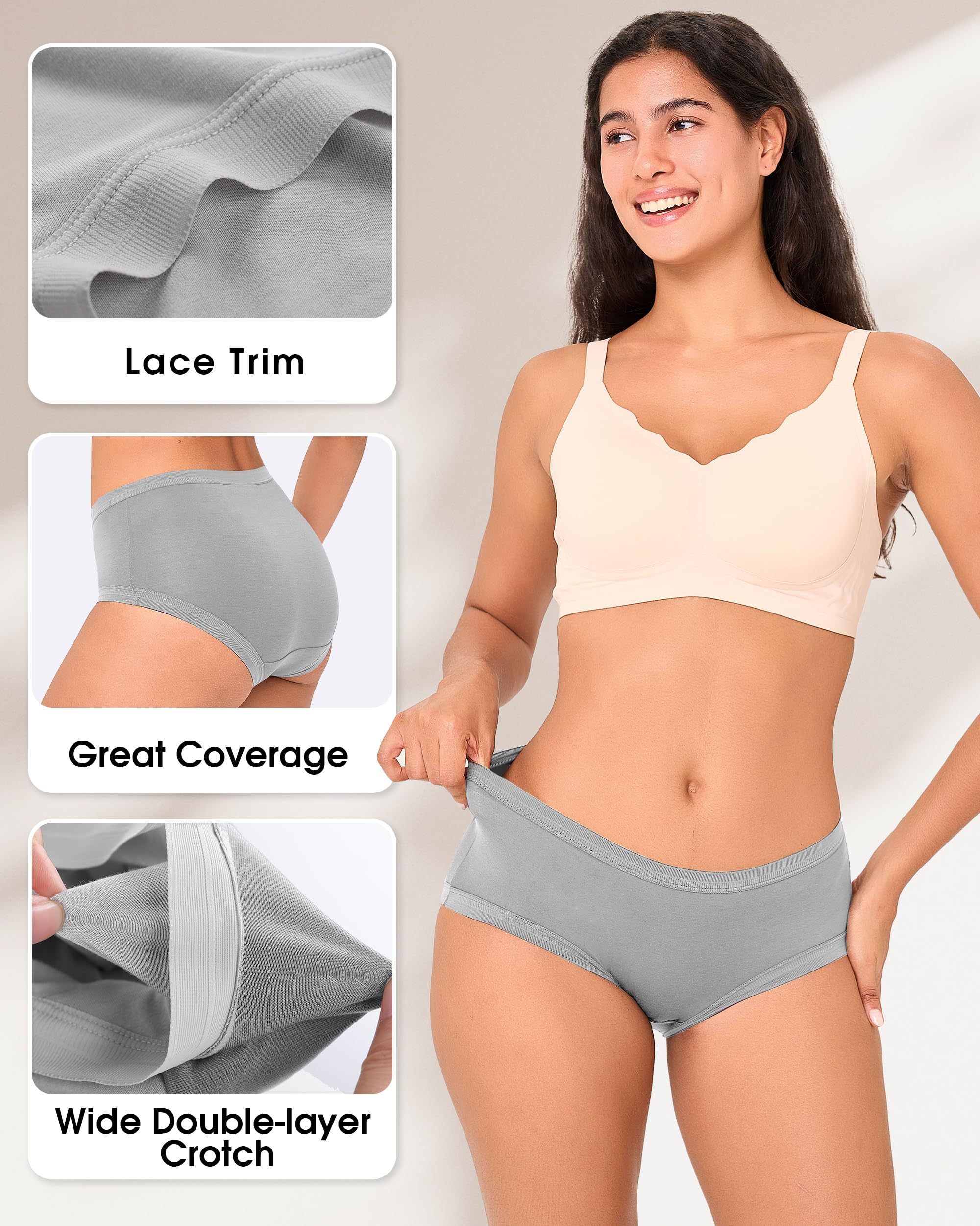 BAMBOO COOL Women's Underwear Briefs for Women Lightweight Ladies Panties Moisture-Wicking Stretchy Soft Breathable 5-pack