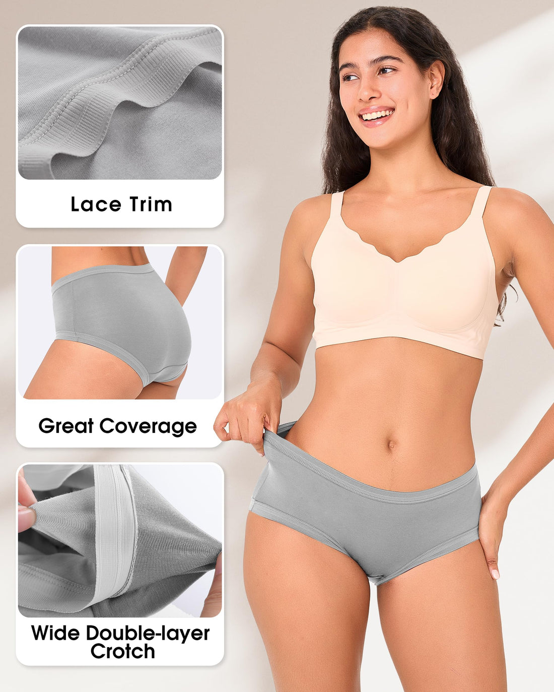 BAMBOO COOL Women's Underwear Briefs for Women Lightweight Ladies Panties Moisture-Wicking Stretchy Soft Breathable 5-pack