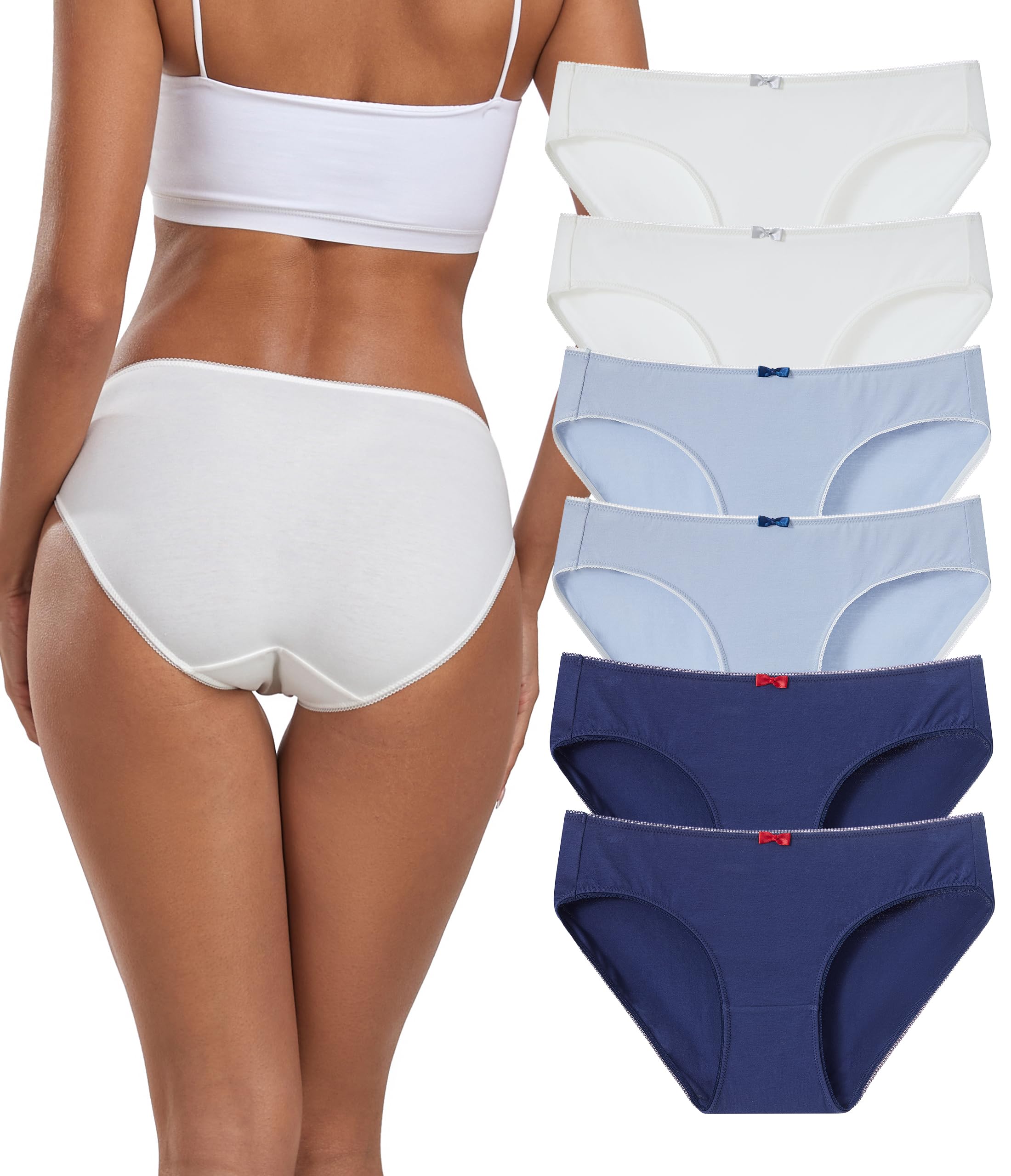 ANLIQI Women's Cotton Modal Ployamide Bikini Panties, Soft Moisture Wicking Hipster Briefs Undies for Ladies Multi-Pack