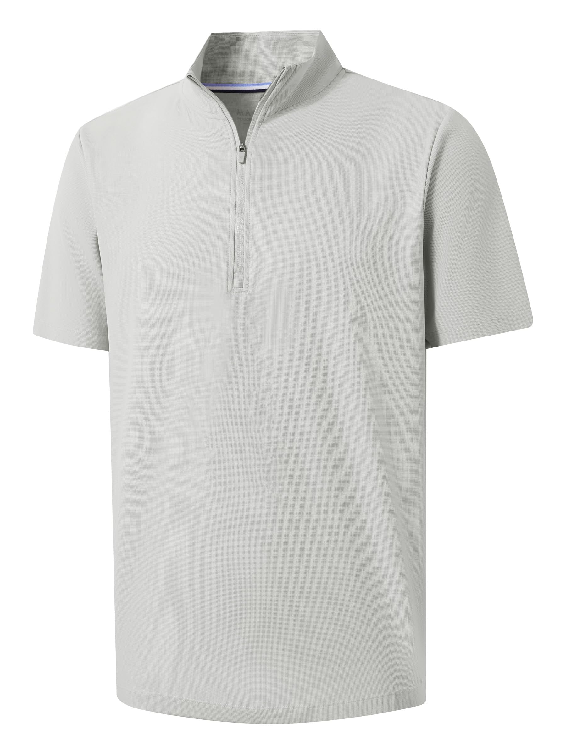 M MAELREG Golf Shirt for Men Zipper Waffle Texture Moisture Wicking Dry Fit Collared Lightweight Mens Polo Shirt Short Sleeve