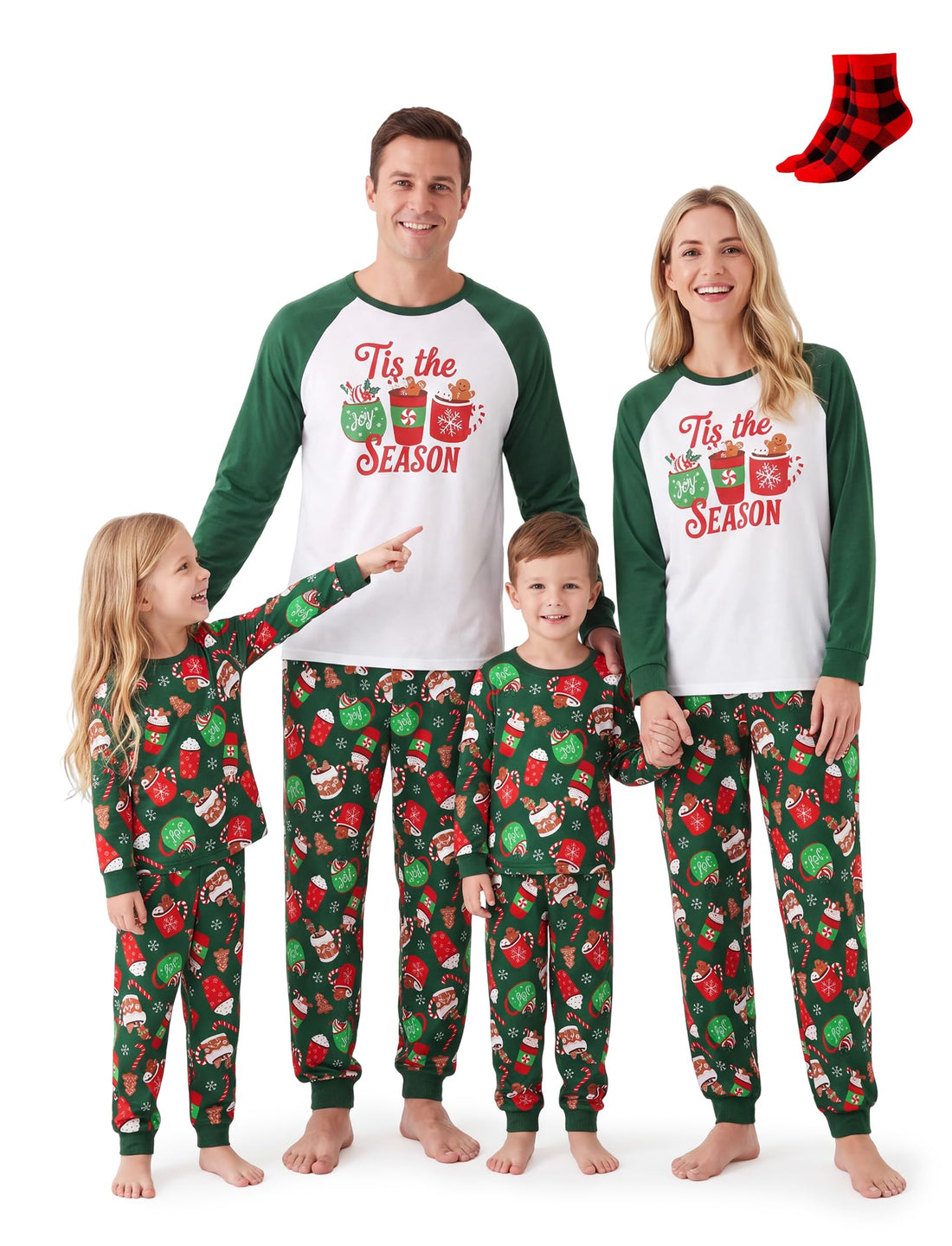 PATPAT Family Christmas Pajamas Matching Sets Gingerbread PJs with Socks