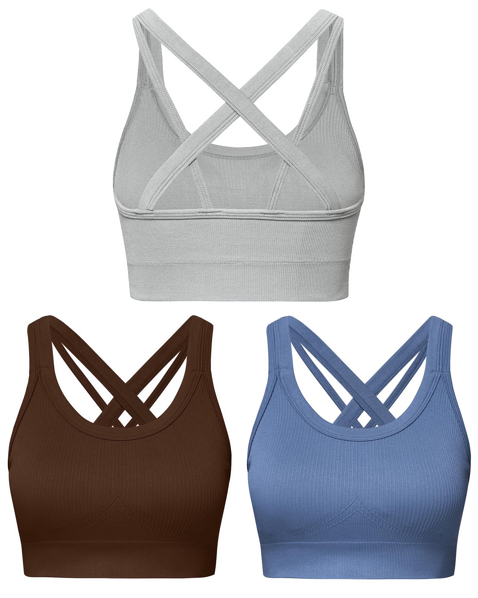 Sports Bras for Women HIigh Support, Criss-Cross Back Padded Strappy High Impact Sports Bras for Women Large Bust