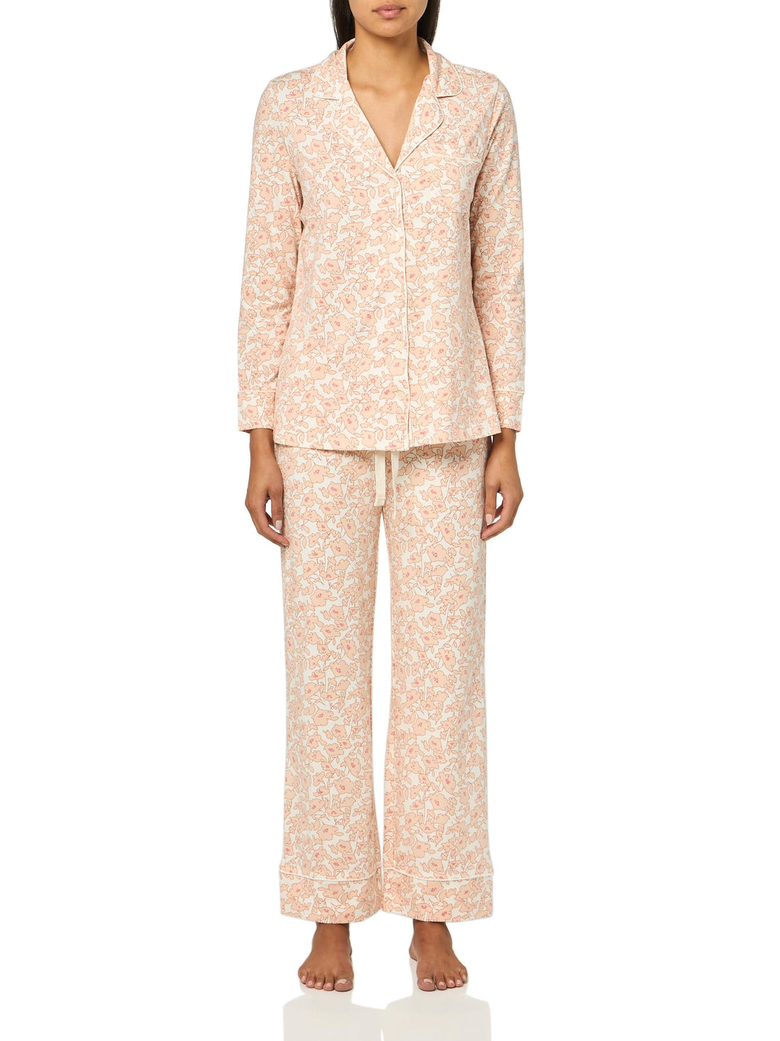 Amazon Essentials Women's Long Sleeve Cotton Modal Pajama Set, Loungewear with Full-Length Bottom
