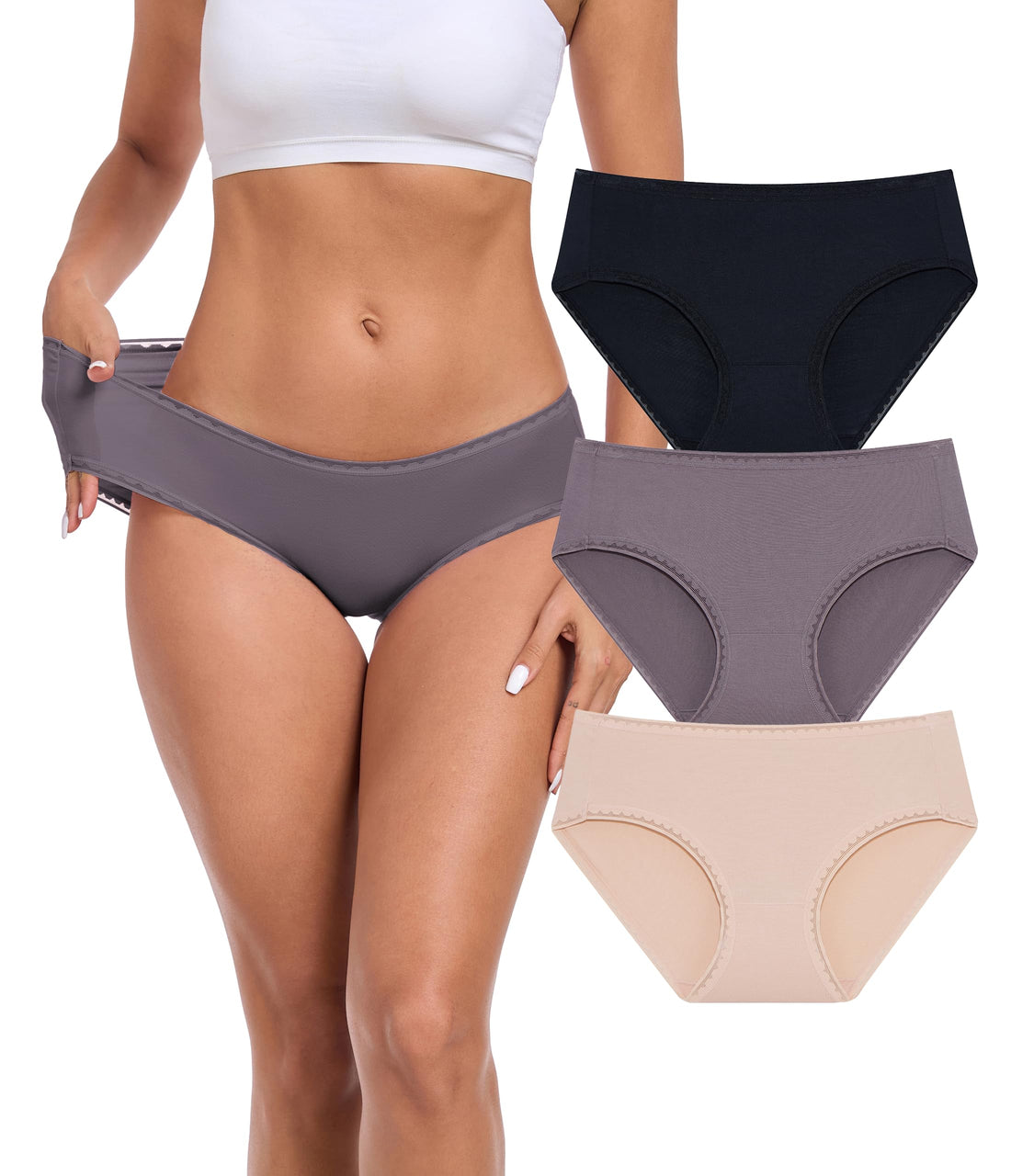 ANLIQI Modal Hipster Underwear Women Soft Moisture Wicking Panties 3/6 Pack