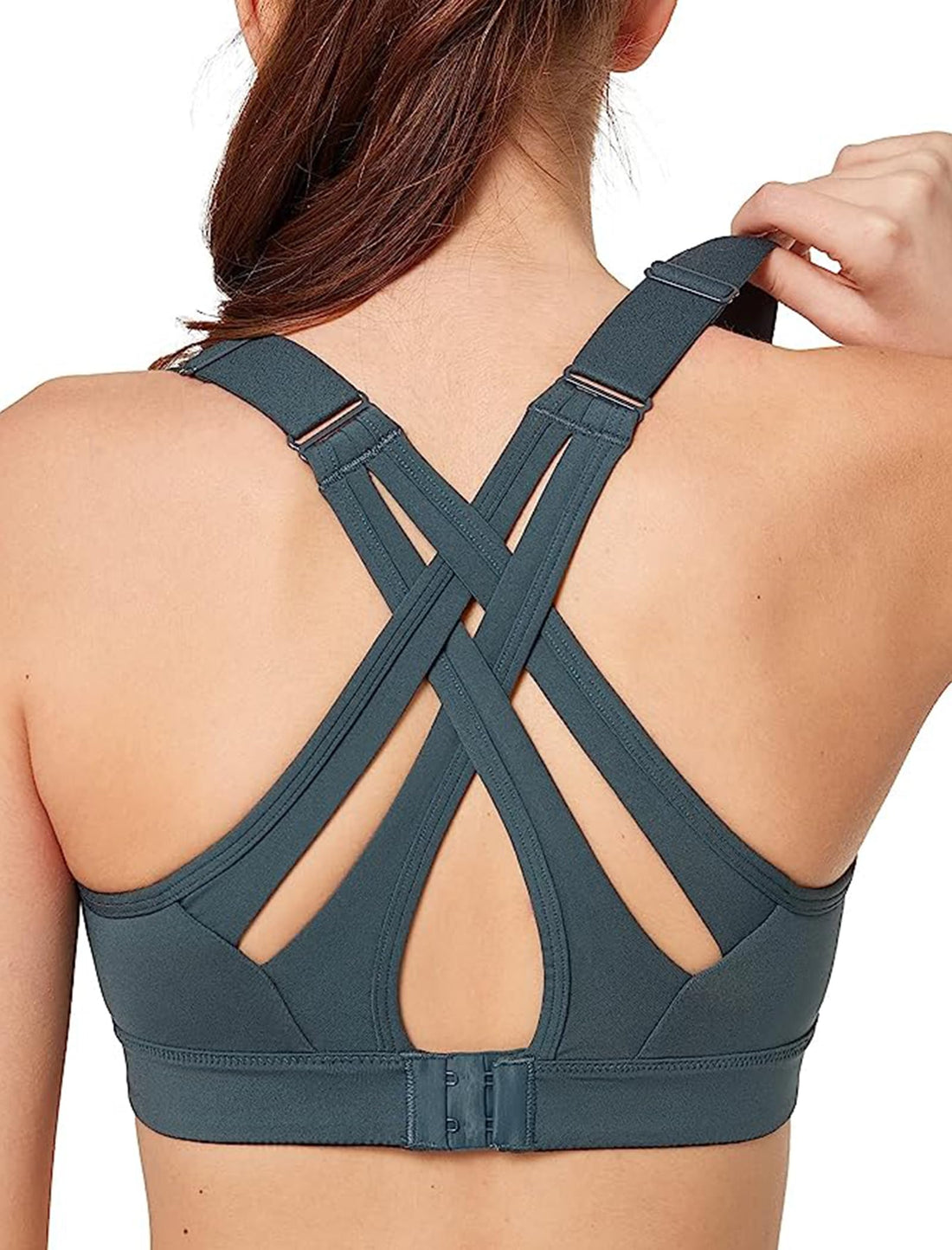 Yvette Criss Cross Adjustable High Impact Running Bra | Pickleball Tennis, Big Bust Plus Size, Adjustable Strap, Wireless Sewn in Pads, No Bounce, Full Coverage, Moisture-Wicking