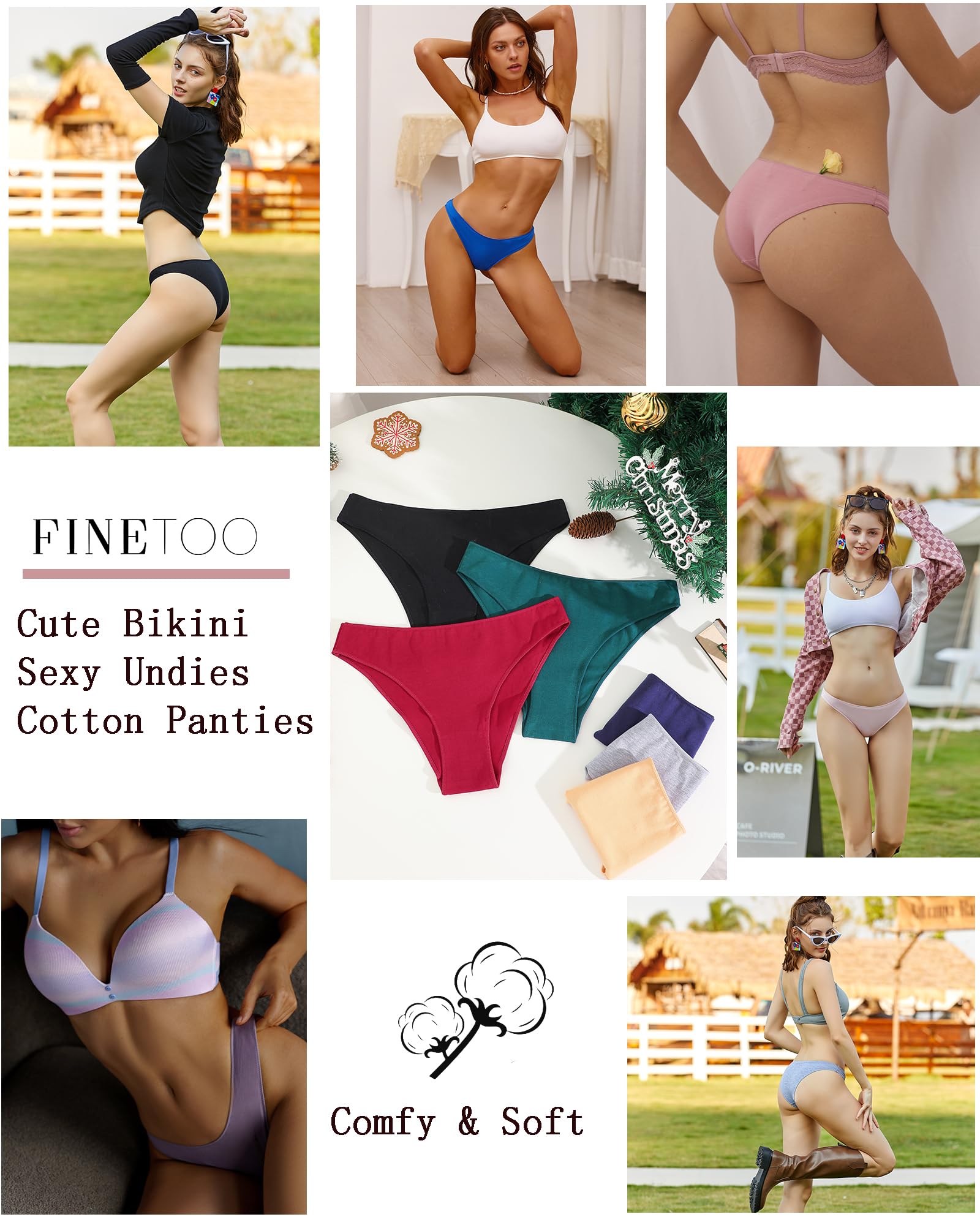 FINETOO Cotton Underwear for Women Sexy Cheeky Bikini Panties Lingerie