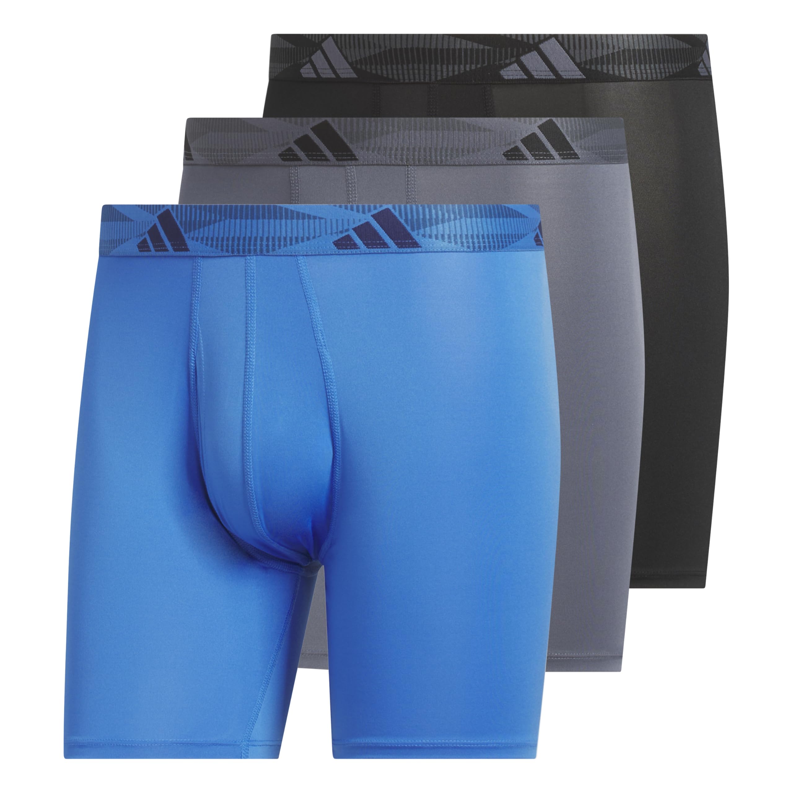 adidas Men's Microfiber Boxer Briefs (3-pack) performance Stretch Moisture-wicking Underwear