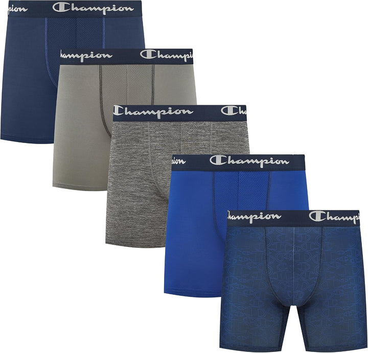 Champion Men's Performance Boxer Brief-5 Pack- With Moisture-wicking, Odor Control, Mesh Pouch & No Ride-up Fit (S–xl)