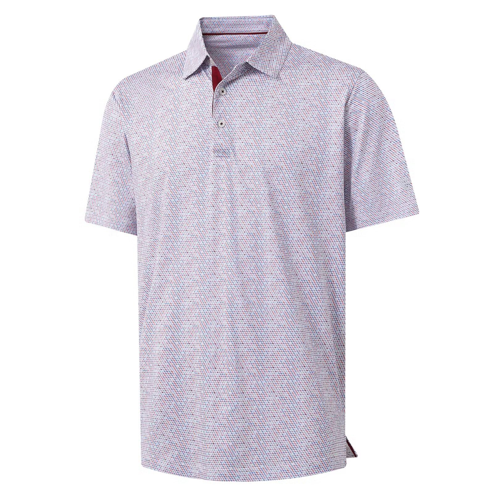 M MAELREG Mens Golf Shirt Short Sleeve Dry Fit Print Moisture Wicking Performance Patterns Collared Polo Shirt