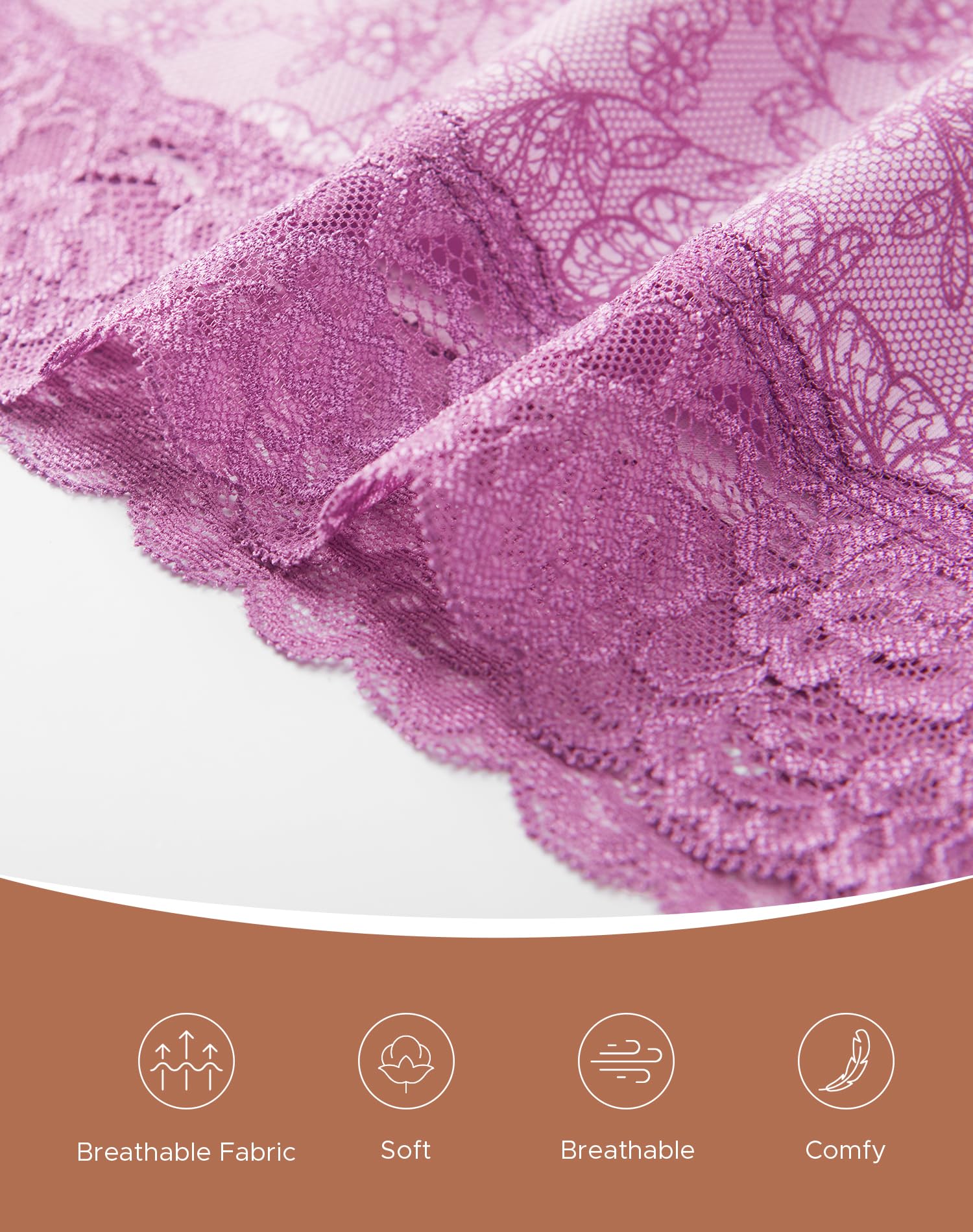 INNERSY Women's Cotton Underwear Lace High Waisted Panties 5-Pack