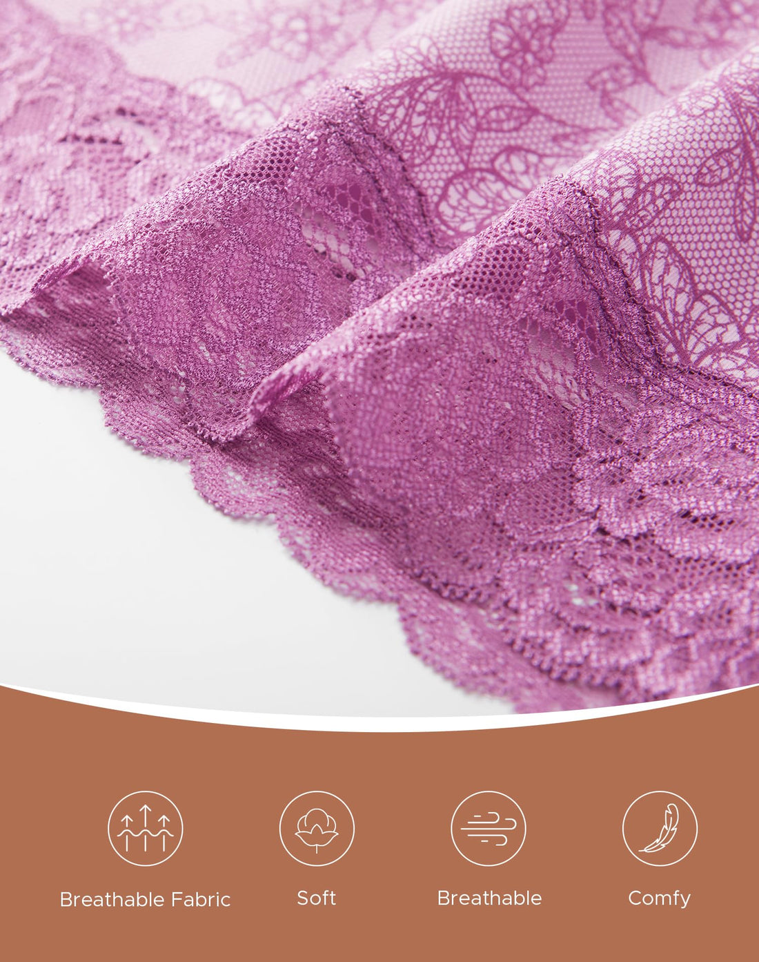 INNERSY Women's Cotton Underwear Lace High Waisted Panties 5-Pack