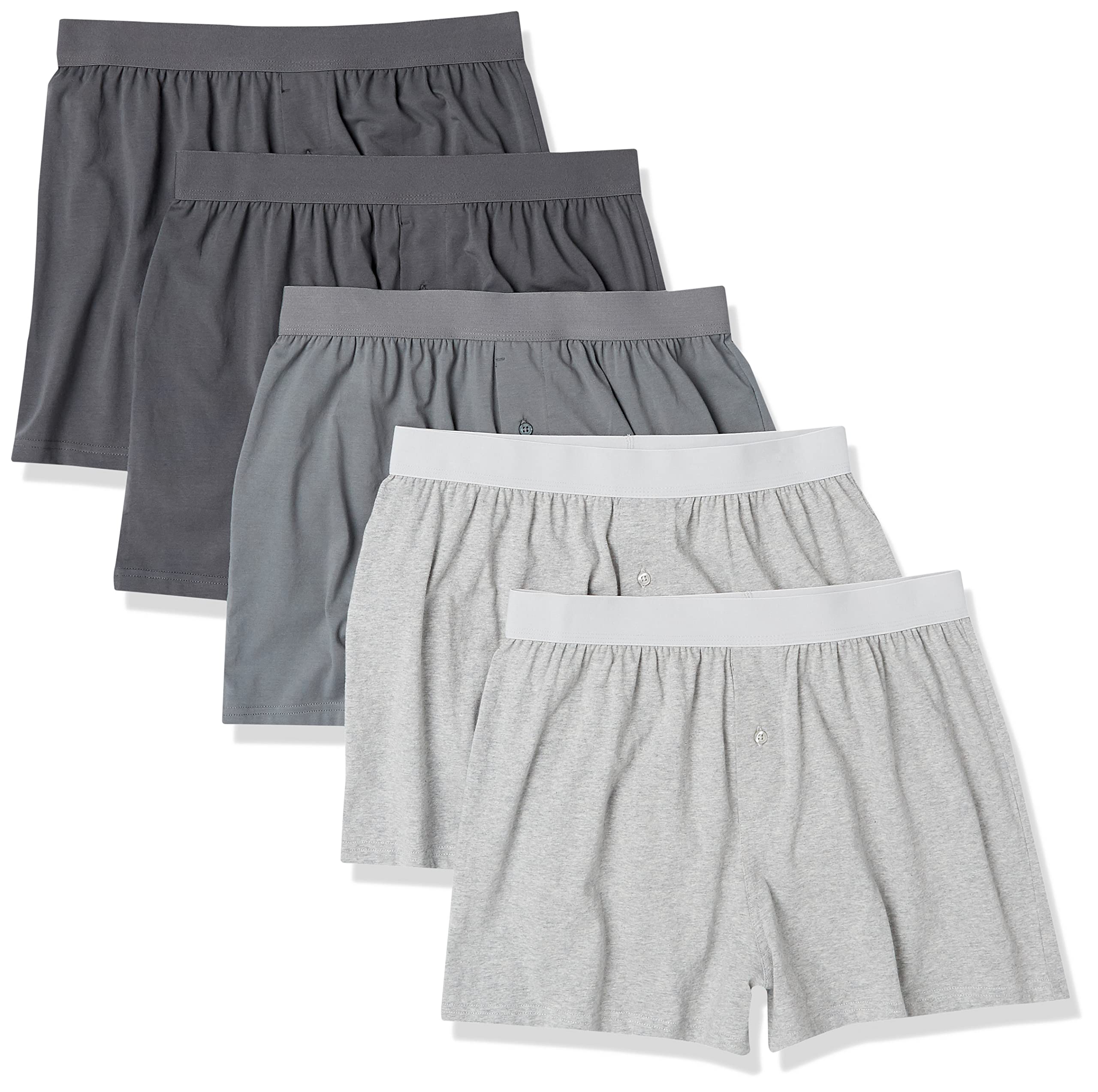 Amazon Essentials Men's Breathable Cotton Jersey Boxer Shorts, Soft Relaxed Fit for All-Day Comfort, Pack of 5