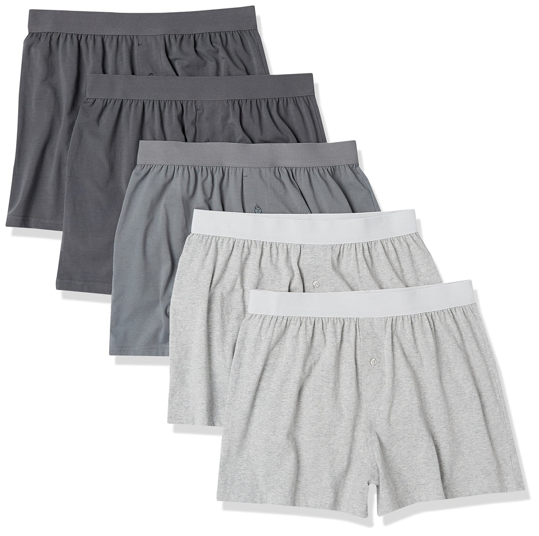 Amazon Essentials Men's Breathable Cotton Jersey Boxer Shorts, Soft Relaxed Fit for All-Day Comfort, Pack of 5