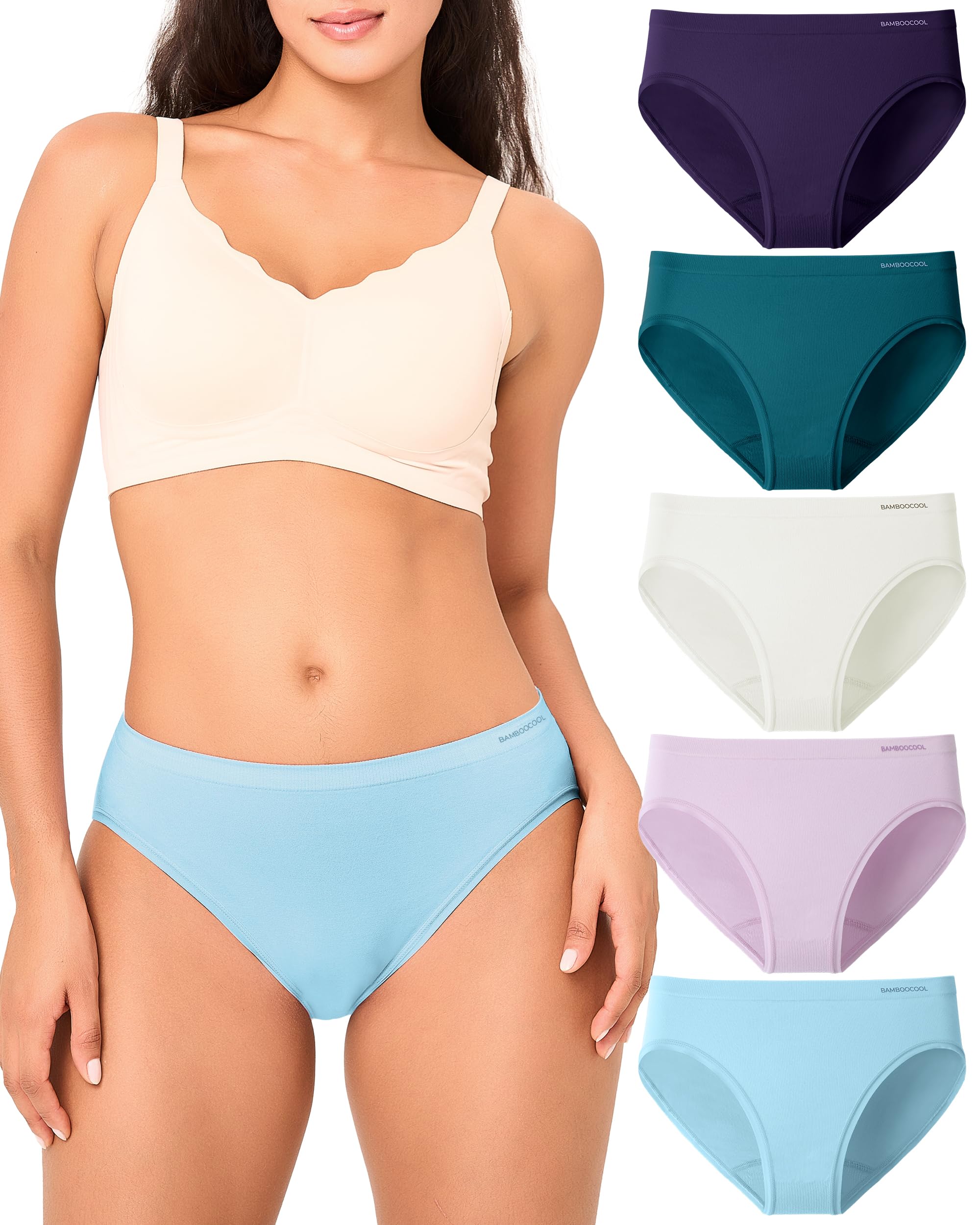 BAMBOO COOL Women's Underwear Ladies Brief Seamless Panties Moisture Wicking Stretchy Full Coverage