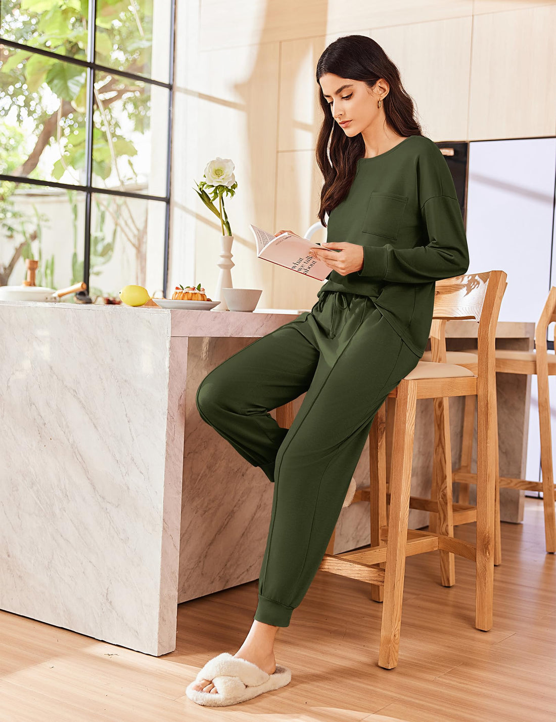 Ekouaer Lounge Sets for Women 2 Piece Jogger Pants Pajamas