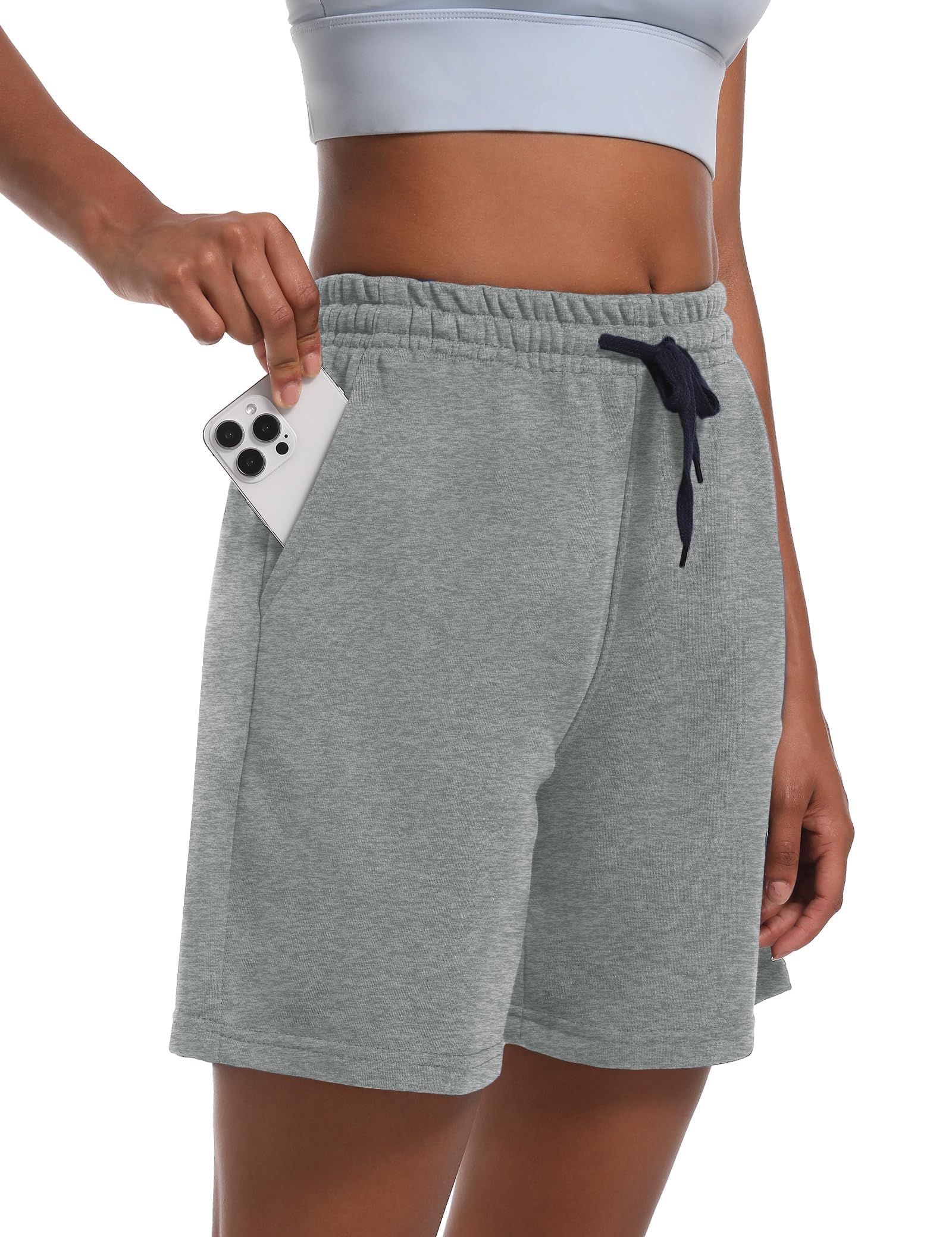 Dalavch 4 Pack Women's Summer Sweat Shorts Cotton Drawstring with Pockets | Comfy, Casual, Lounge, Sport, Athletic, Travel, Basketball, Jogger, Loose Fitting, Knit, Active Wear, Bermuda, Shorts