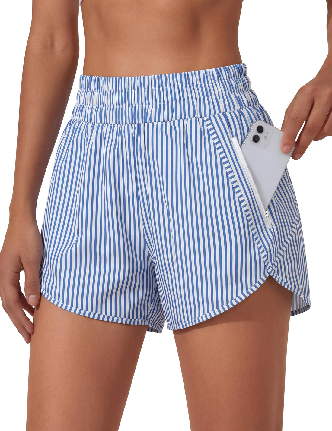 BMJL Women's Running Shorts Elastic High Waisted with Pockets, 2.5" Sporty Workout Quick Dry Athletic Shorts