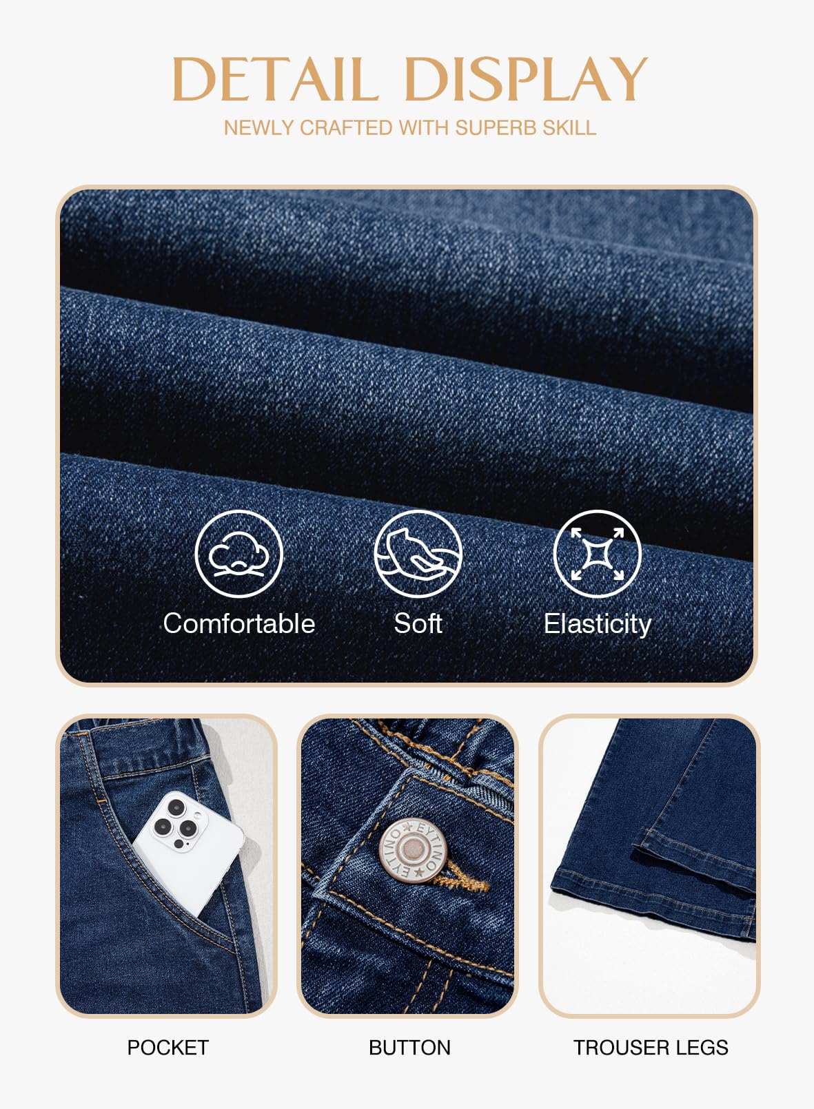 Eytino Plus Size Wide Leg Jeans for Women Elastic High Waisted Stretchy Relaxed Fit Denim Pants with Pockets(1X-5X)