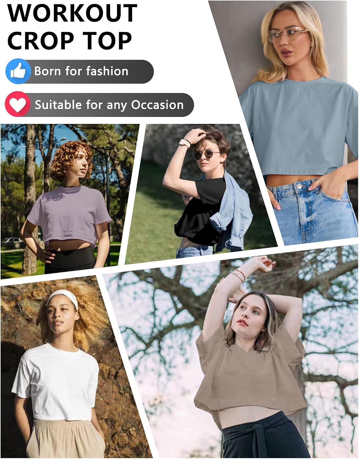Dalavch 4/6 Pack Women's Crop Top Short Sleeve Athletic Workout Loose Fit | Sports, Exercise, Yoga, Running, Hiking, Gym, Boxy, Baggy, Casual, Tees, Activewear, Cropped, T-Shirts