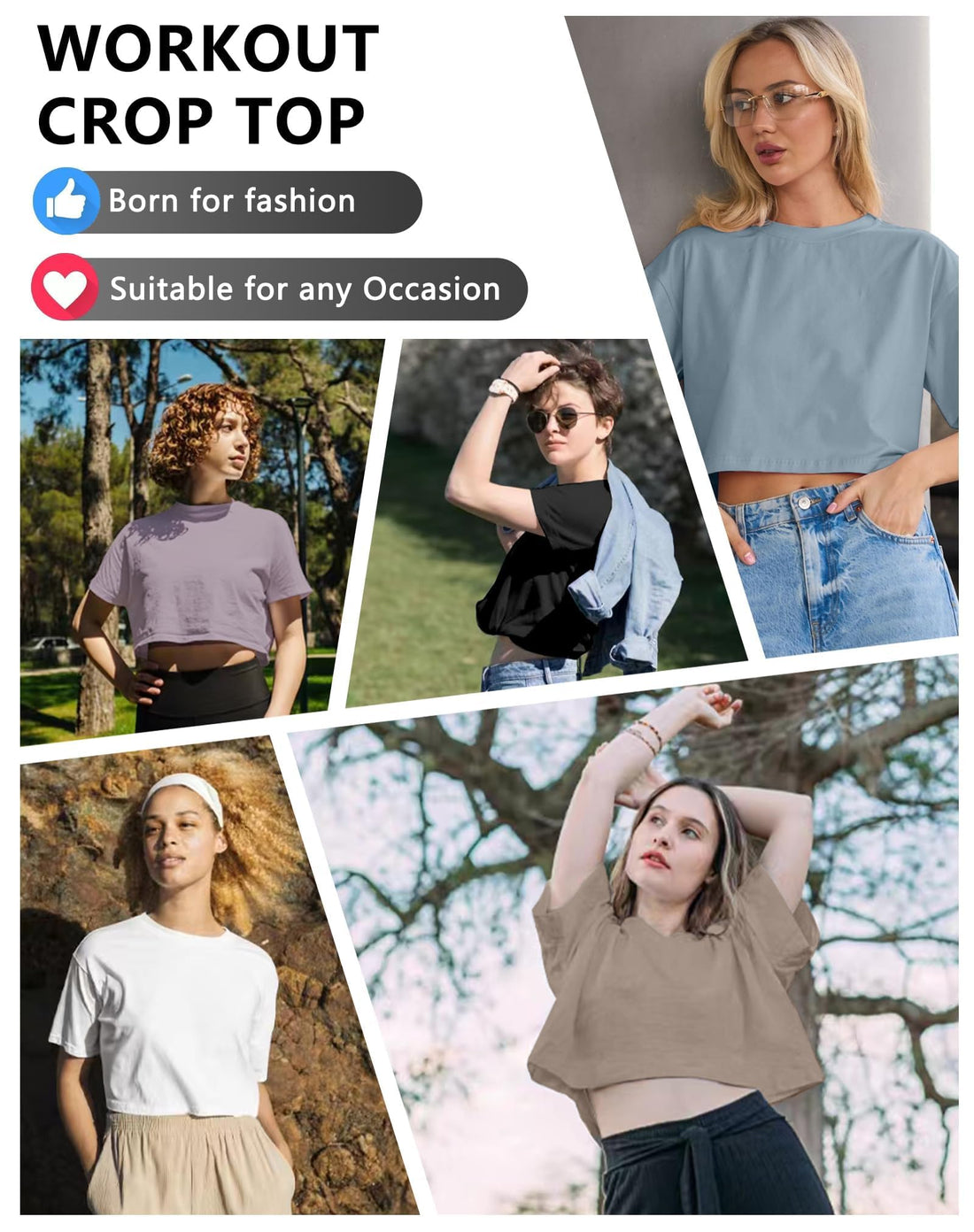 Dalavch 4/6 Pack Women's Crop Top Short Sleeve Athletic Workout Loose Fit | Sports, Exercise, Yoga, Running, Hiking, Gym, Boxy, Baggy, Casual, Tees, Activewear, Cropped, T-Shirts