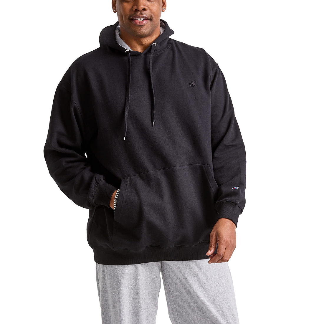 Champion Men's Pullover Fleece Hoodie, Standard Fit, Midweight, C Logo, Available in Regular and Big & Tall