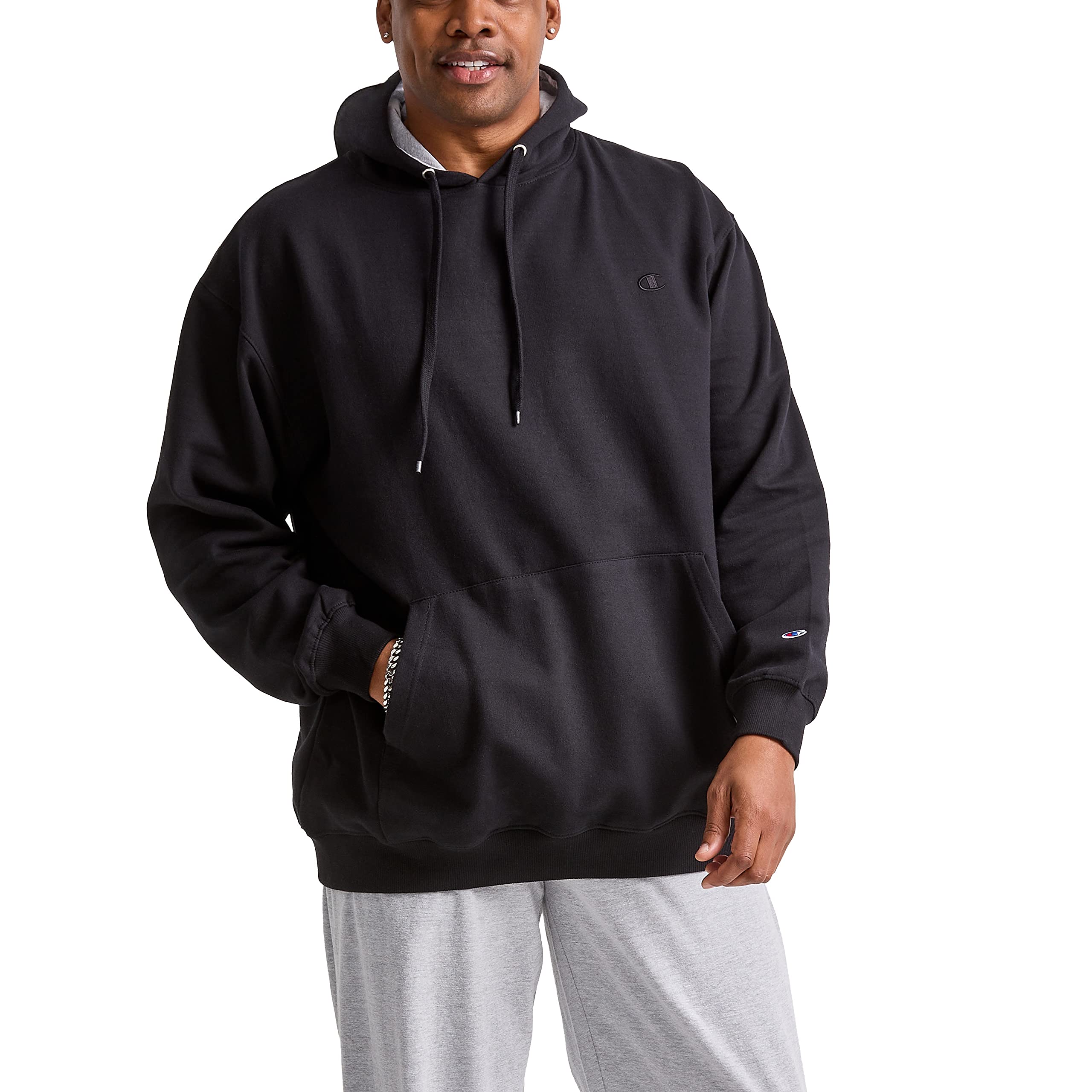 Champion Men's Pullover Fleece Hoodie, Standard Fit, Midweight, C Logo, Available in Regular and Big & Tall