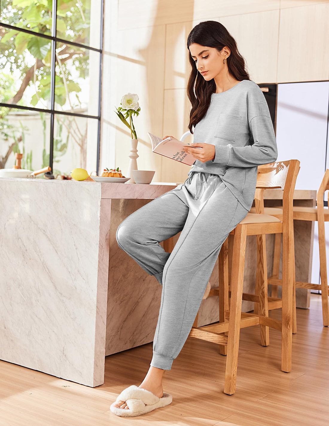 Ekouaer Lounge Sets for Women 2 Piece Jogger Pants Pajamas
