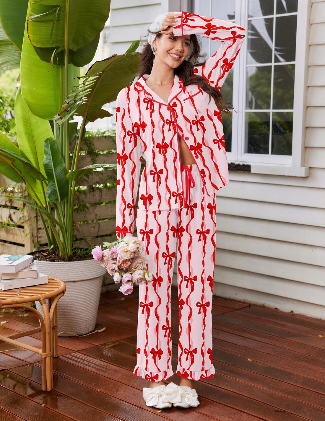 Ekouaer Womens Pajama Sets Long Sleeve Sleepwear Button Down Pjs Loungewear