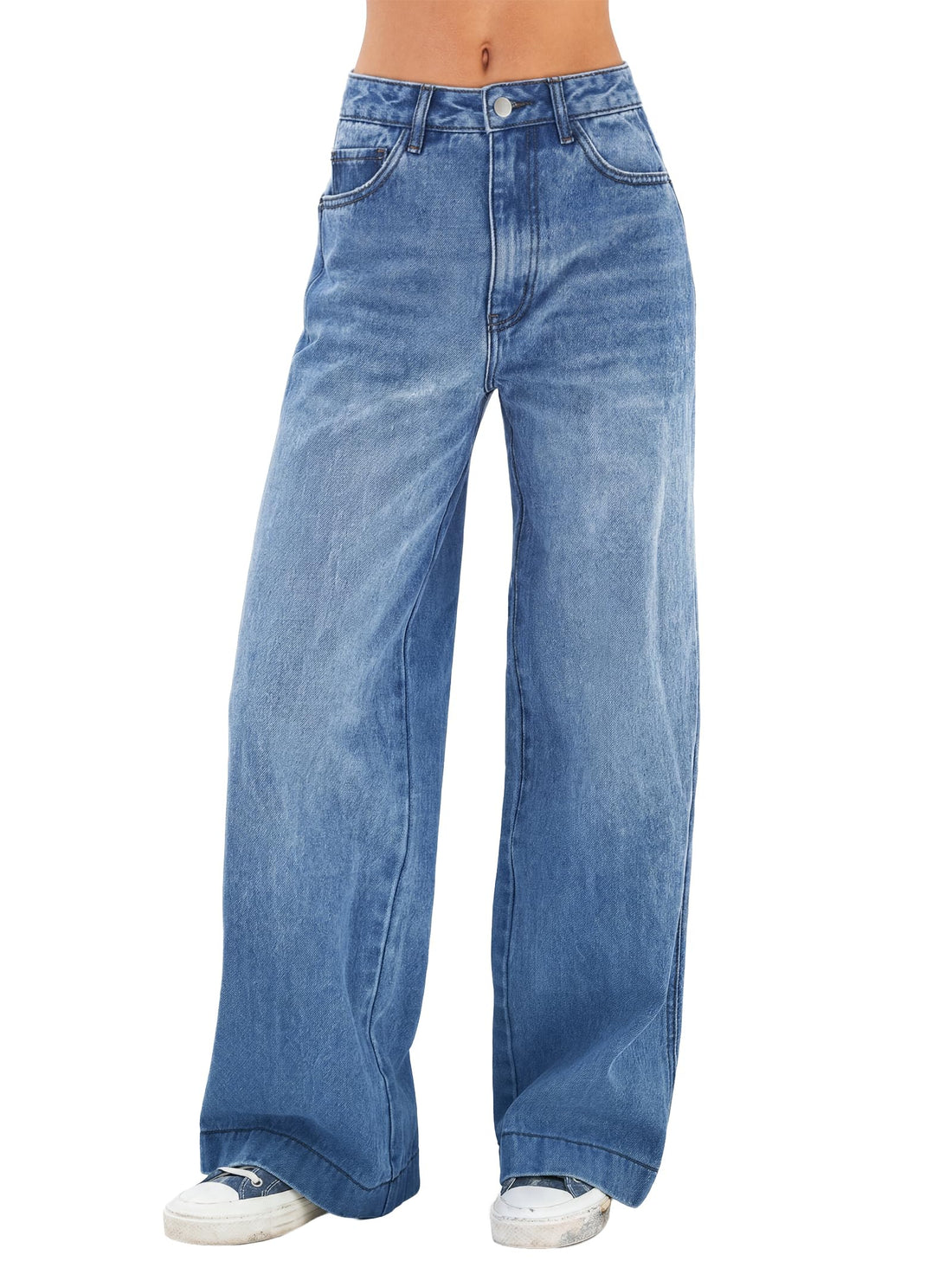 EMMIOL Women's 2026 Wide Leg Jeans Distress High Waist Stretchy Baggy Denim Pants Trousers Clothing