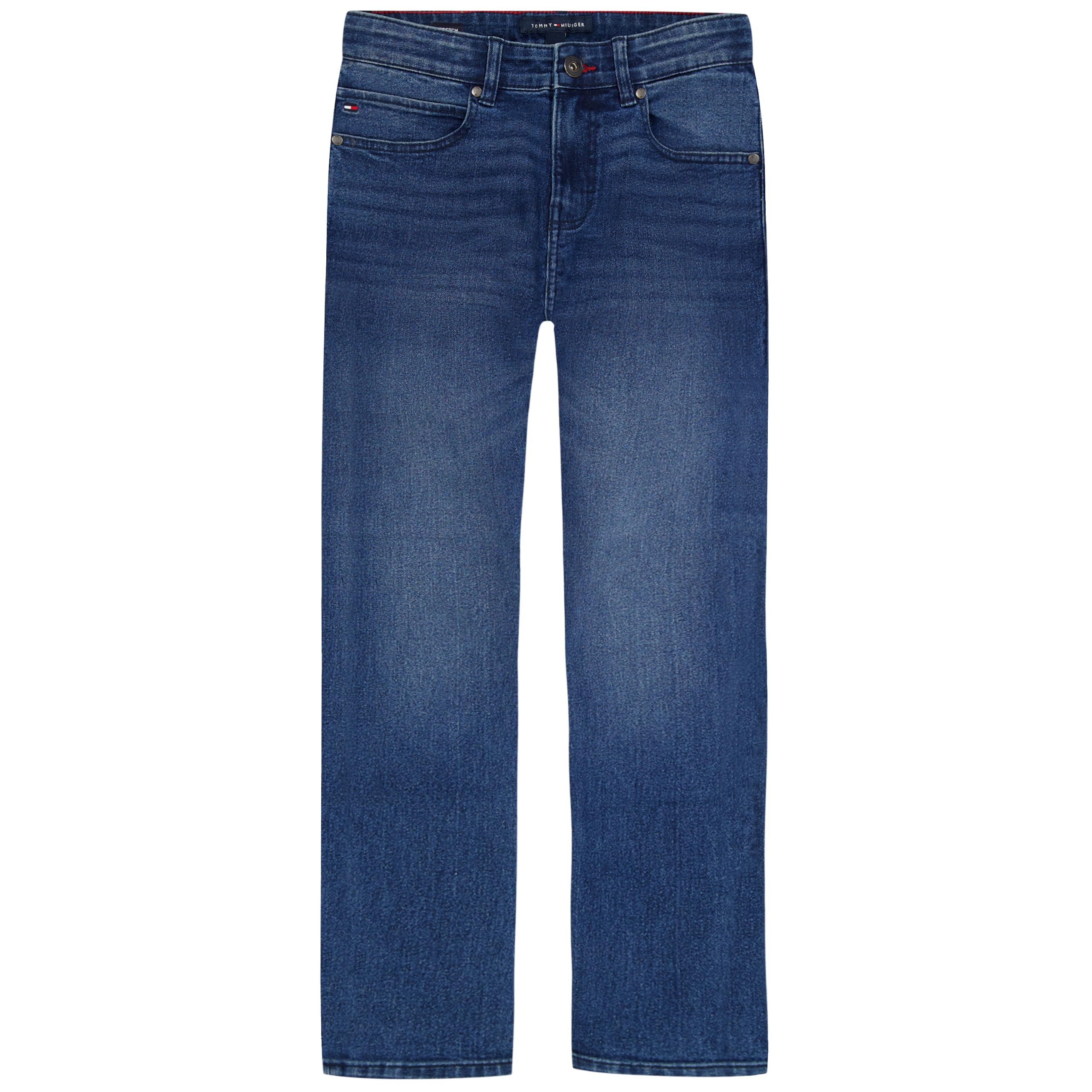 Tommy Hilfiger Boys' 5-Pocket Stretch Slim Straight Leg Denim Jean, Zipper Fly & Button Closure