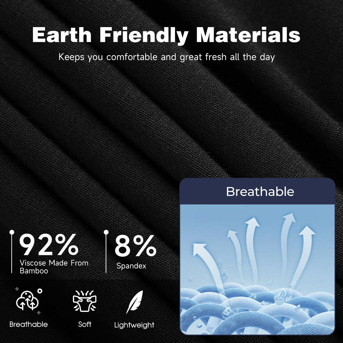 BAMBOO COOL Men's Ultra Breathable Underwear,No Riding Up Boxer Briefs with ComfortFlexible Waistband,Multipack