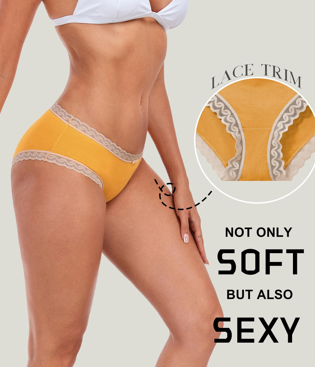 ANLIQI Womens Underwear Lace Trim Hipster Panties Pack Soft Moisture Wicking Cotton Bikini Briefs Cool Undies Underpants