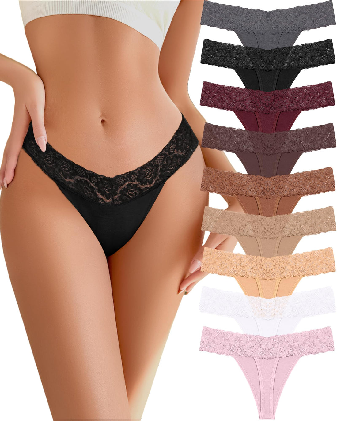 READY TO LOVE Cotton Underwear for Women Lace Sexy Soft Thongs Low Rise T-Back Lingerie Stretchy Ladies Panties