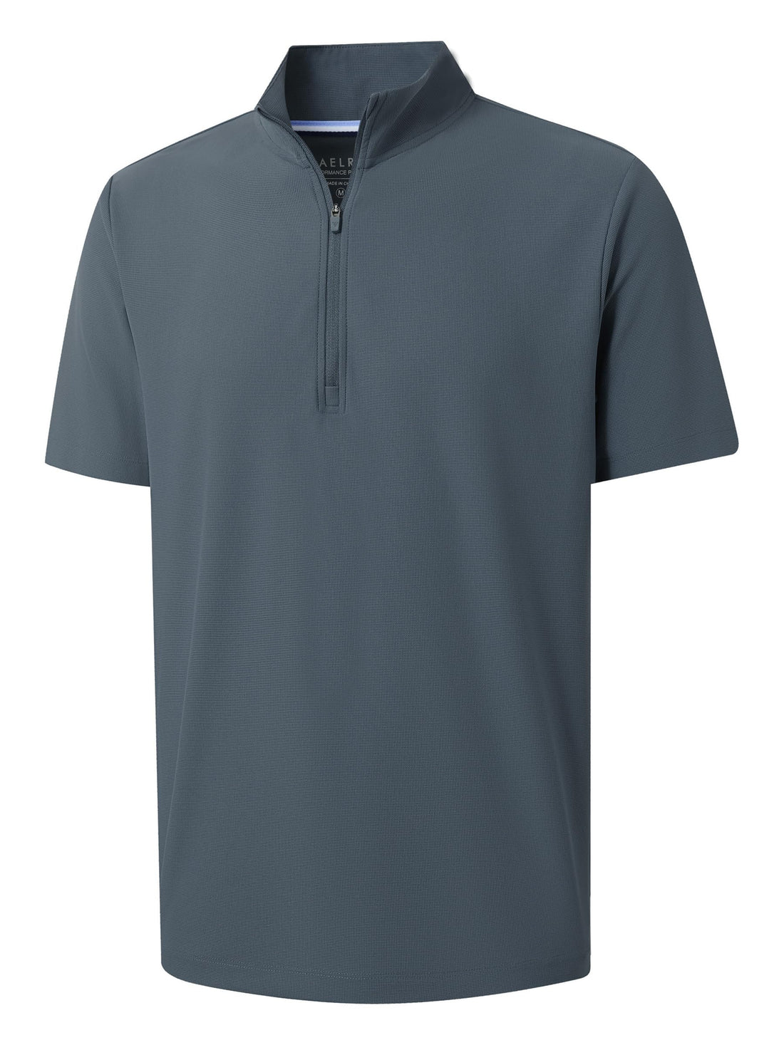 M MAELREG Golf Shirt for Men Zipper Waffle Texture Moisture Wicking Dry Fit Collared Lightweight Mens Polo Shirt Short Sleeve