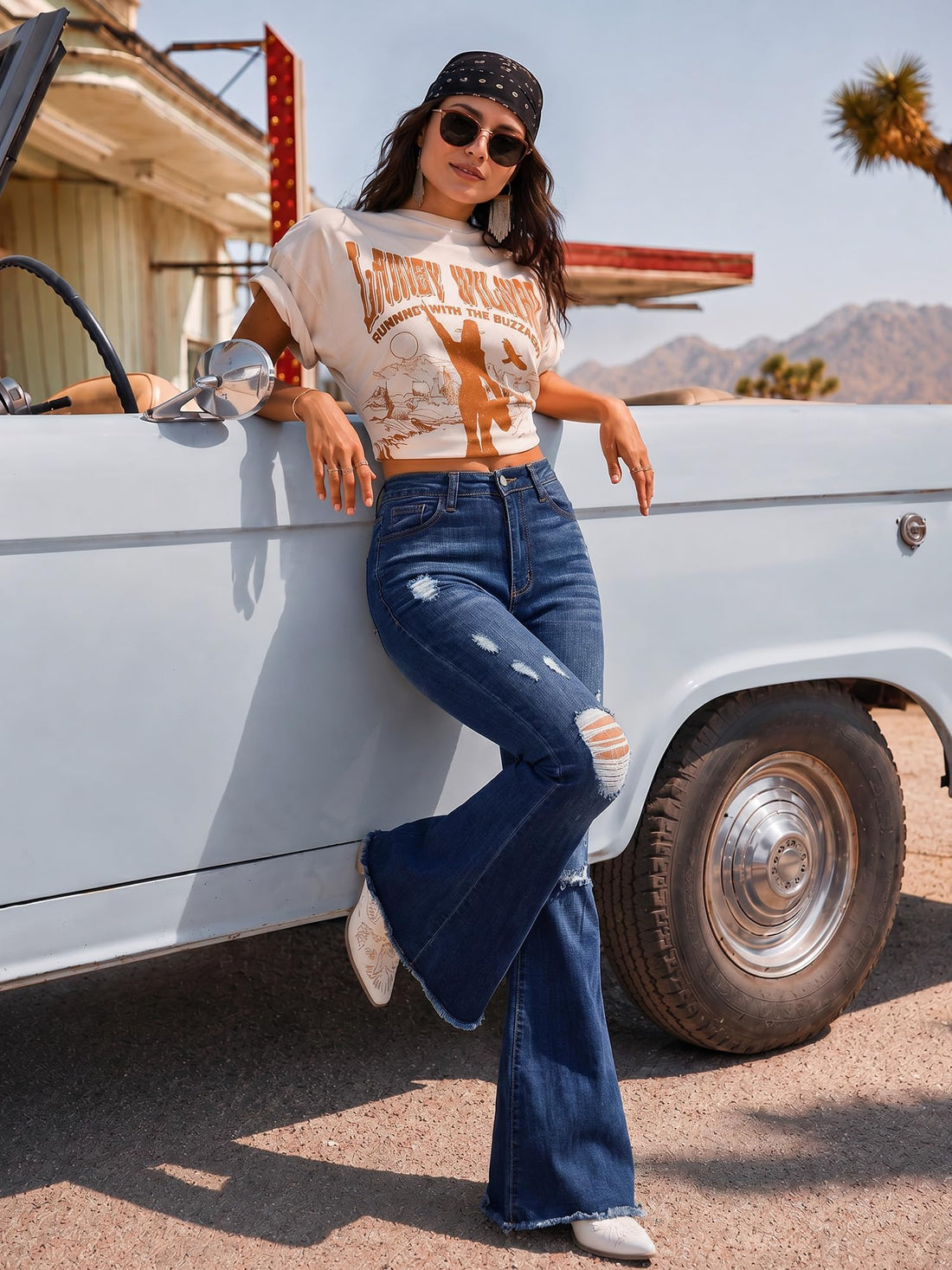 PEIHOT Vintage Bell Bottoms Flare Jeans for Women 90s High Waist Ripped Distressed Wide Leg High Rise Denim Pants
